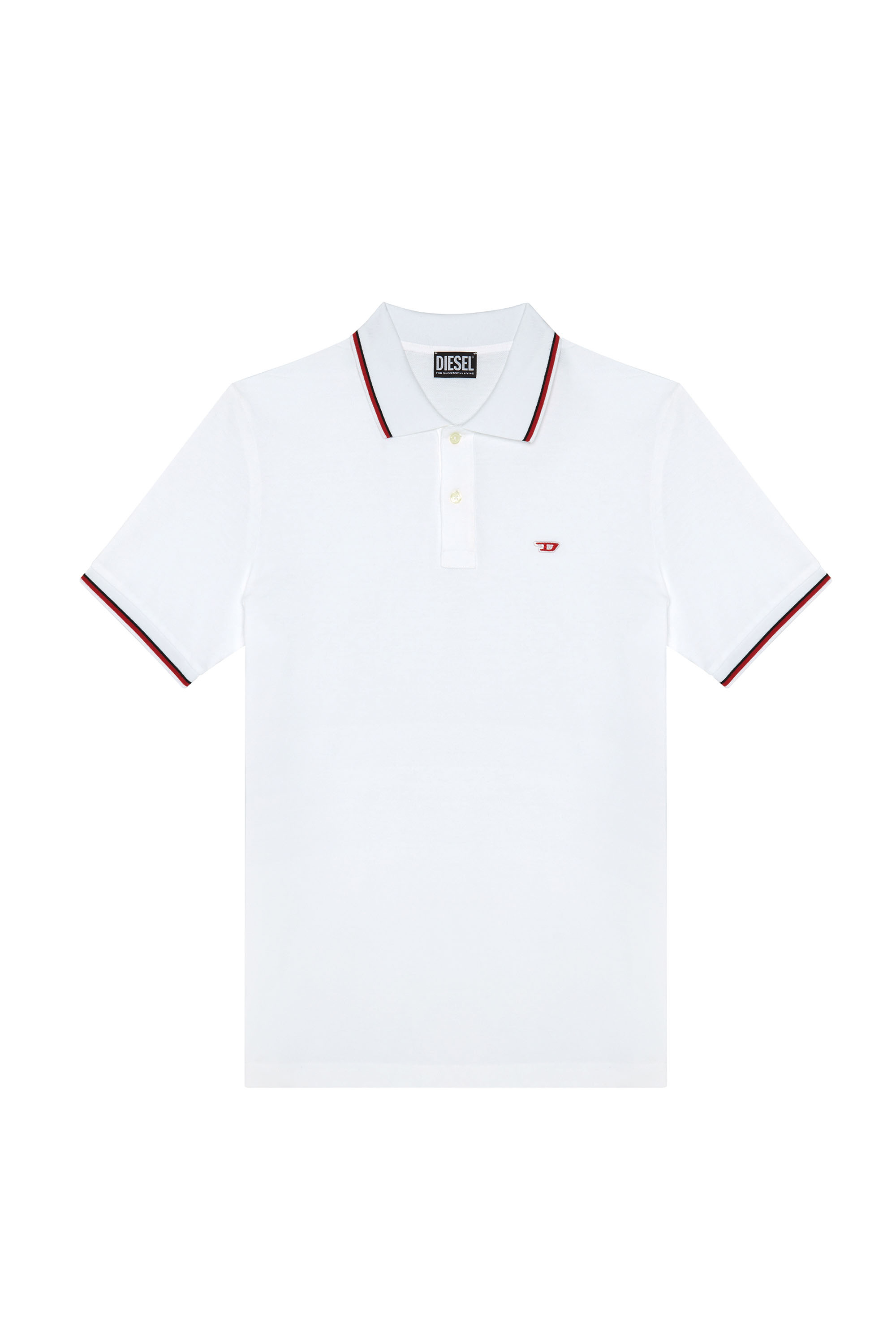 Diesel - T-SMITH-D, Man Polo shirt with striped trims in White - Image 3