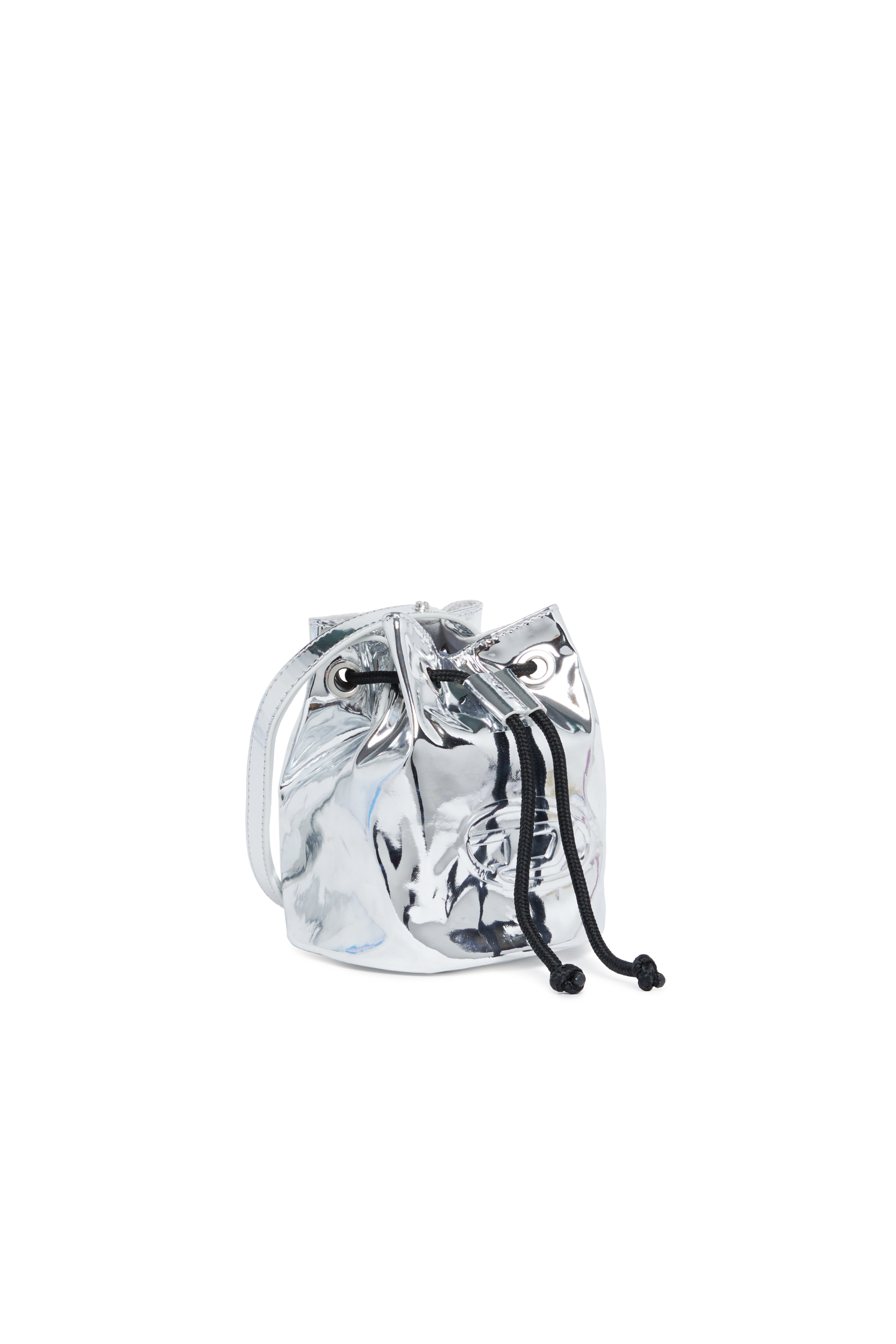 Diesel - WELLTYX, Woman Shiny bucket bag in coated PU in Blue - Image 3