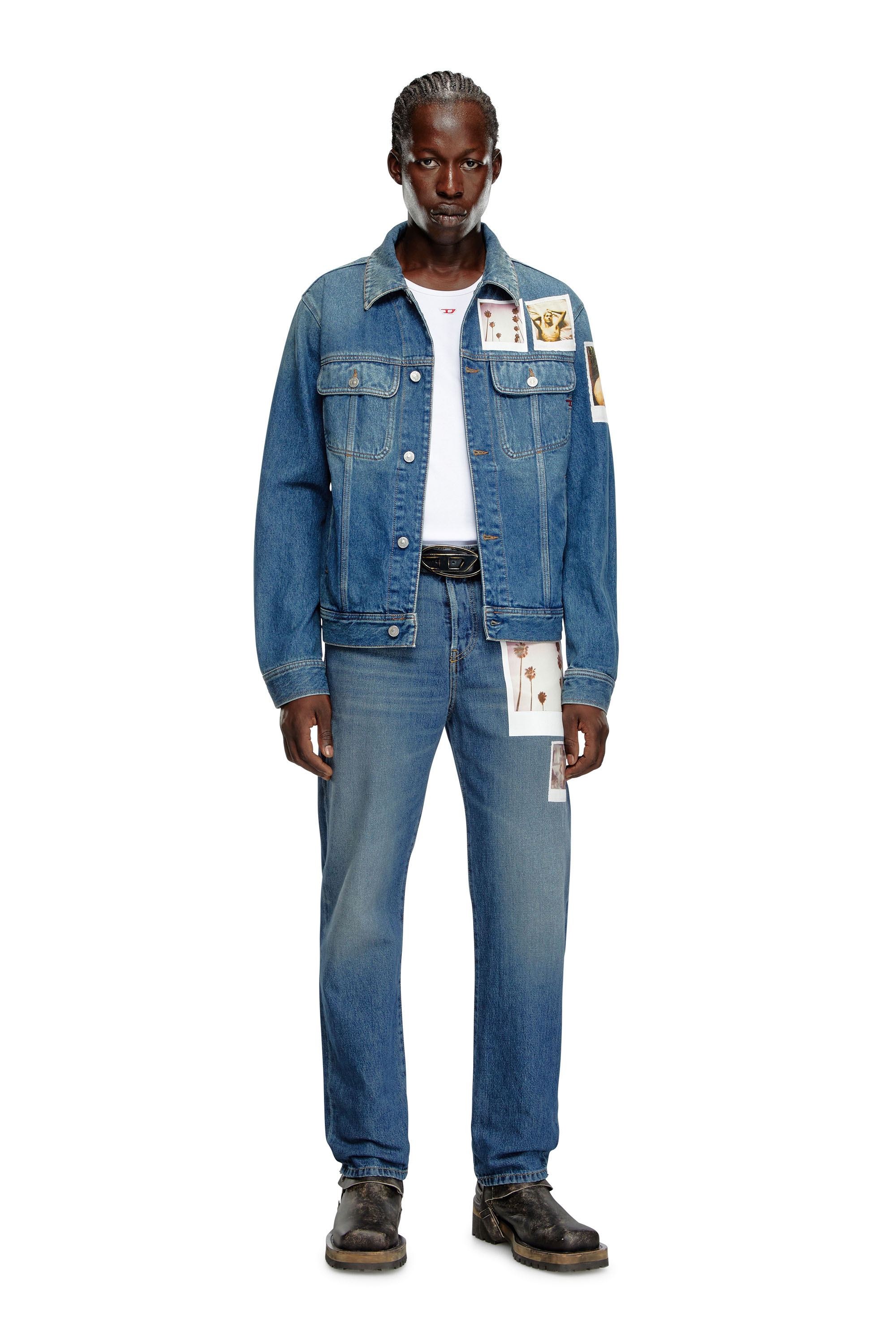 Diesel - PR-D-BARCY, Unisex's Trucker jacket with polaroid patches in Medium blue - 4