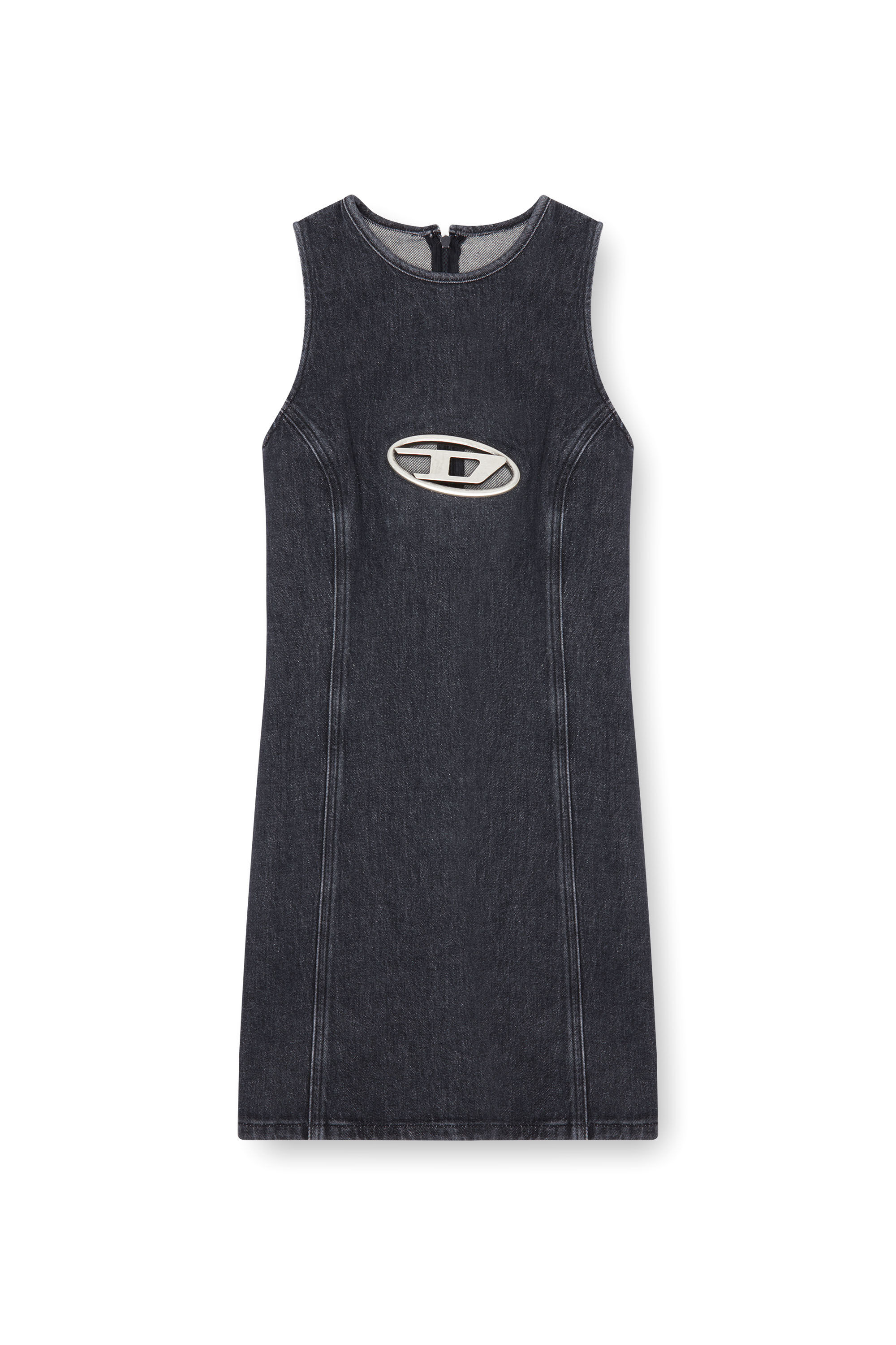 Diesel - DE-FERRIZ-FSD, Woman Denim mini dress with Oval D plaque in Black - Image 2