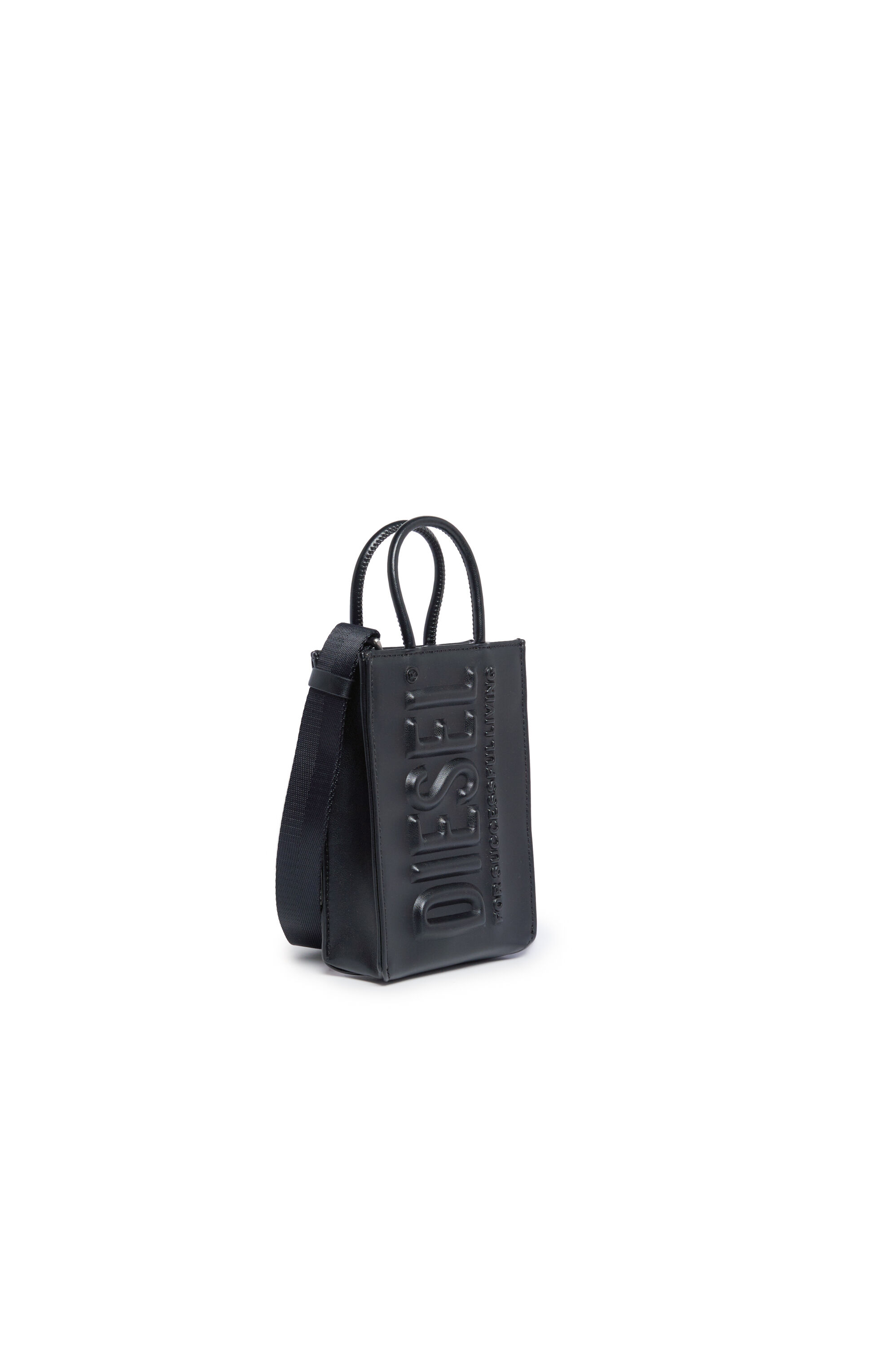 Diesel - DSL 3D SHOPPER MINI, Mini sac tote avec logo embossé Femme in Noir - 3