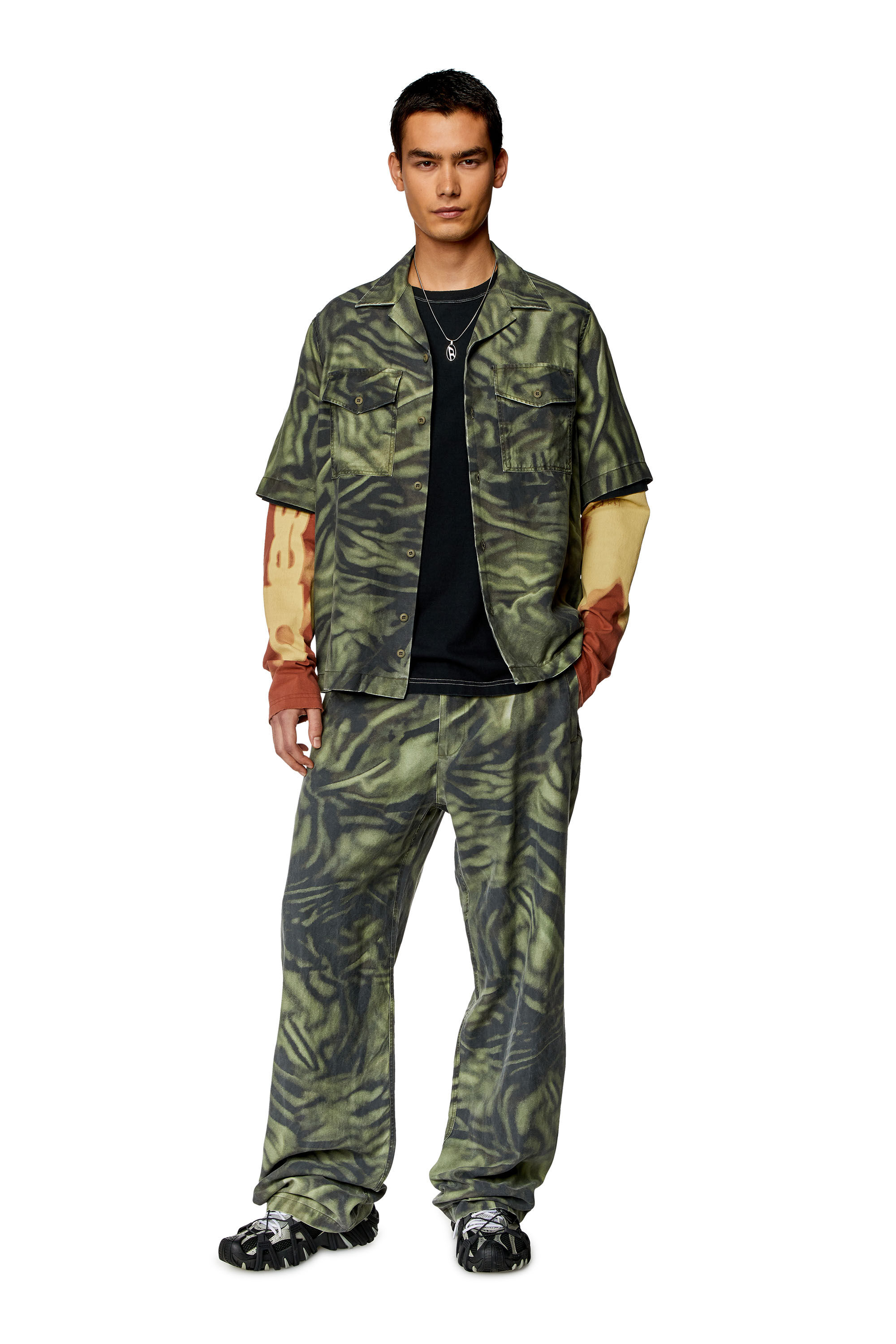 Diesel - S-SAM-ZEBRA, Homme Chemise à manches courtes avec imprimé camouflage zébré in Polychrome - Image 1