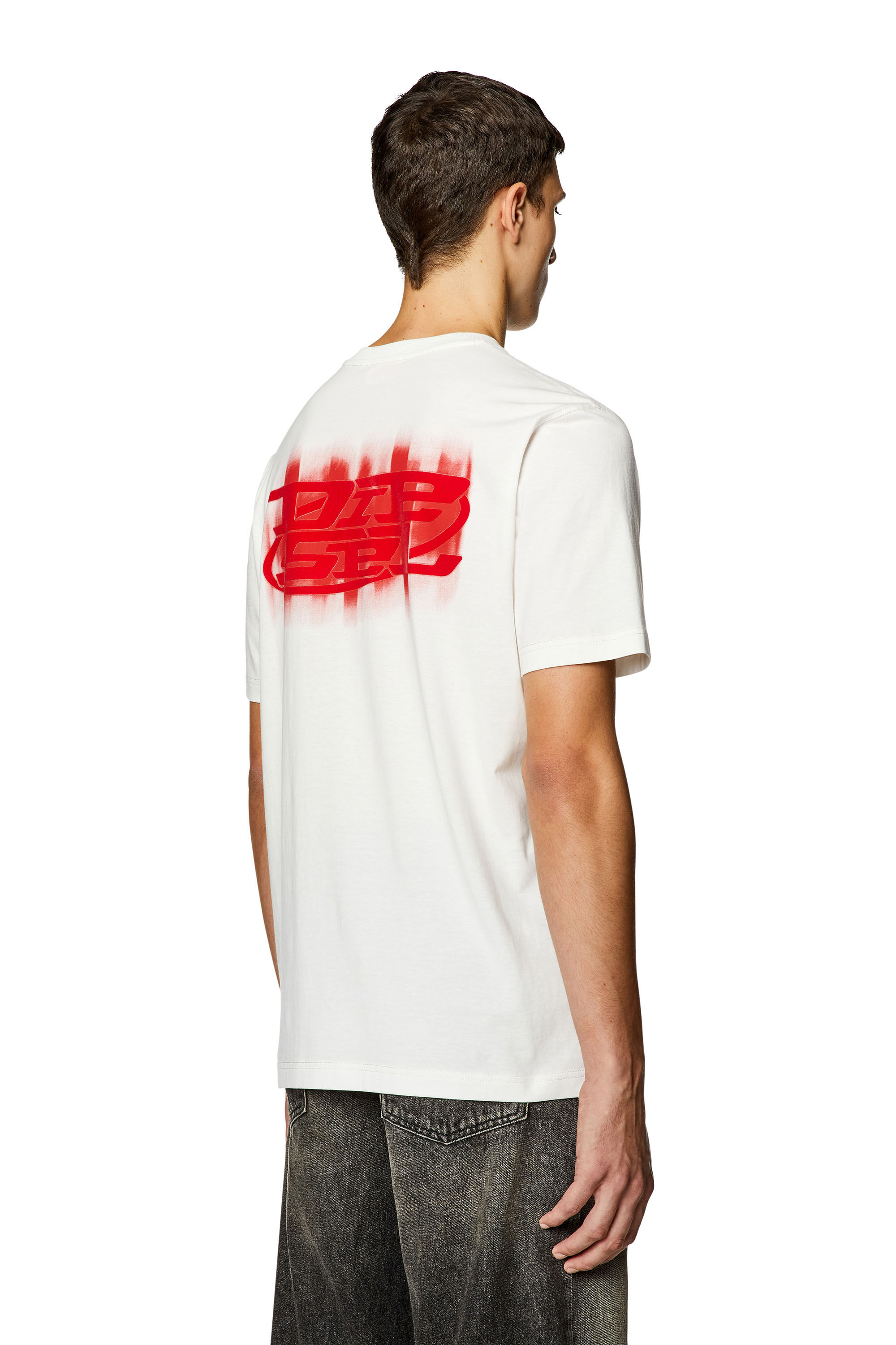 Diesel - T-JUST-N4, Homme T-shirt en coton bio avec logo floqué in Blanc - Image 4