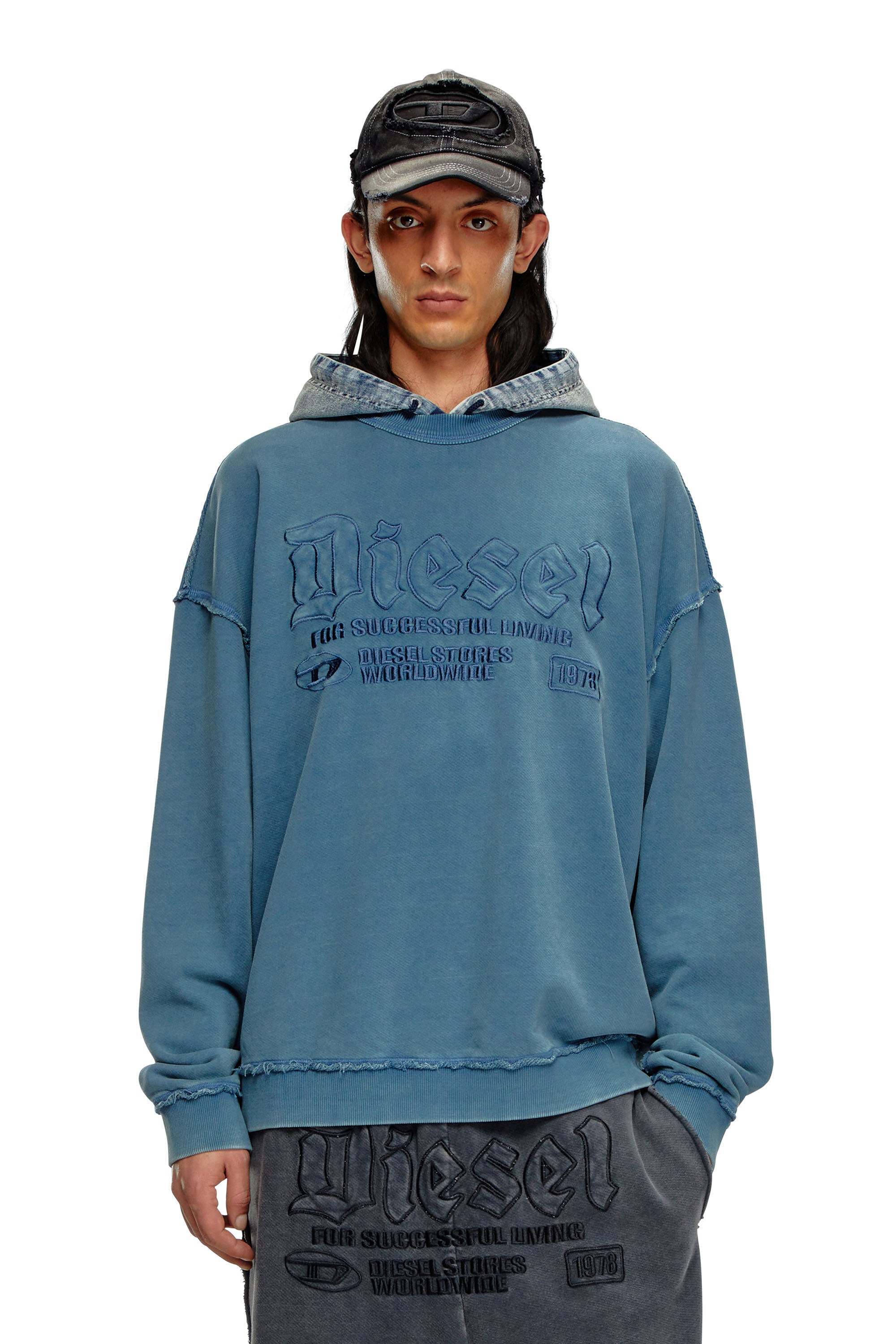 Diesel - S-BOXT-RAW, Man Sweatshirt with logo embroidery in Blue - Image 3