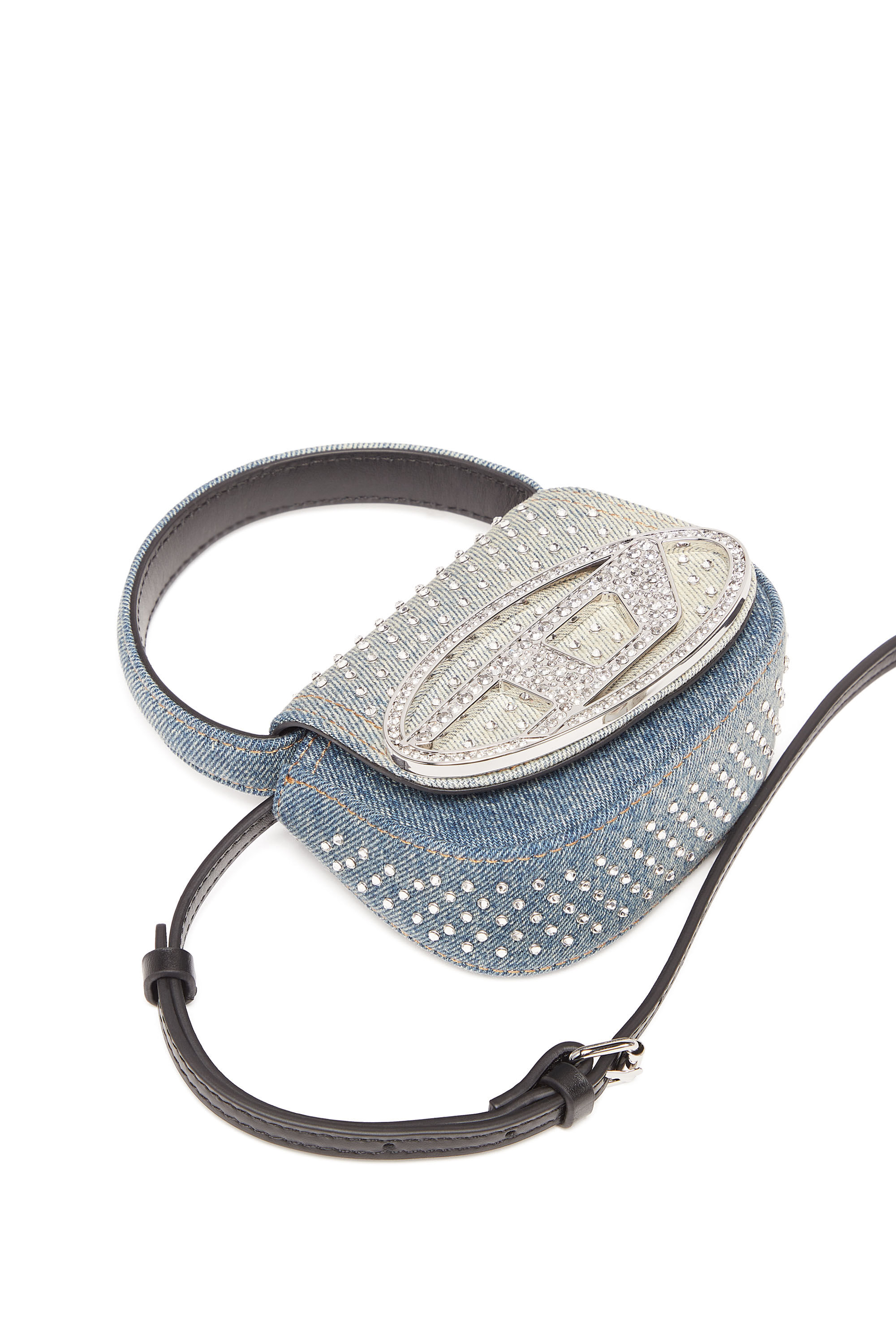 Diesel - 1DR XS, Woman's 1DR XS - Iconic mini bag in denim and crystals in Light Blue - 2