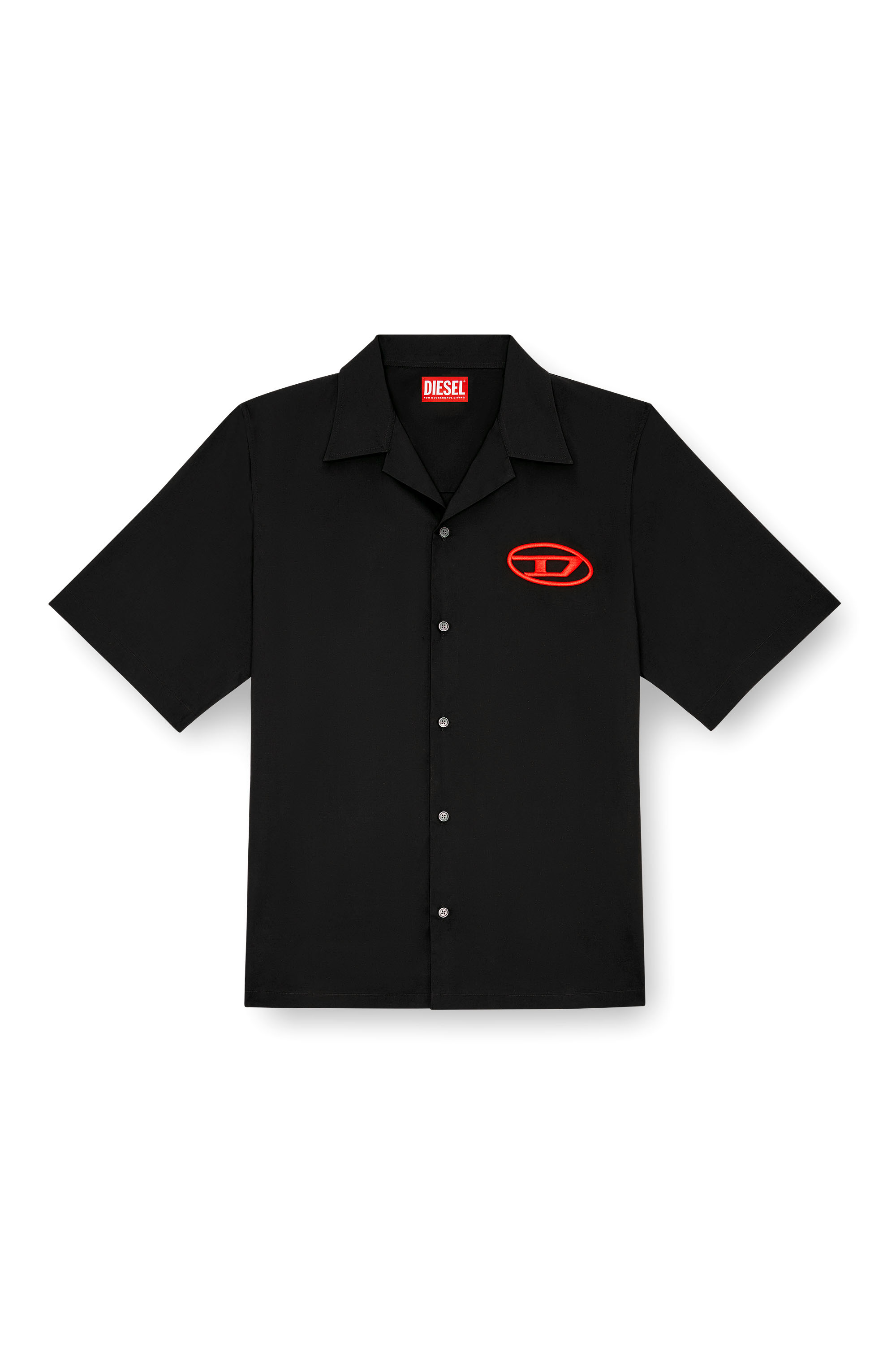 Diesel - S-MAC-C, Man Bowling shirt with logo embroidery in Black - Image 3
