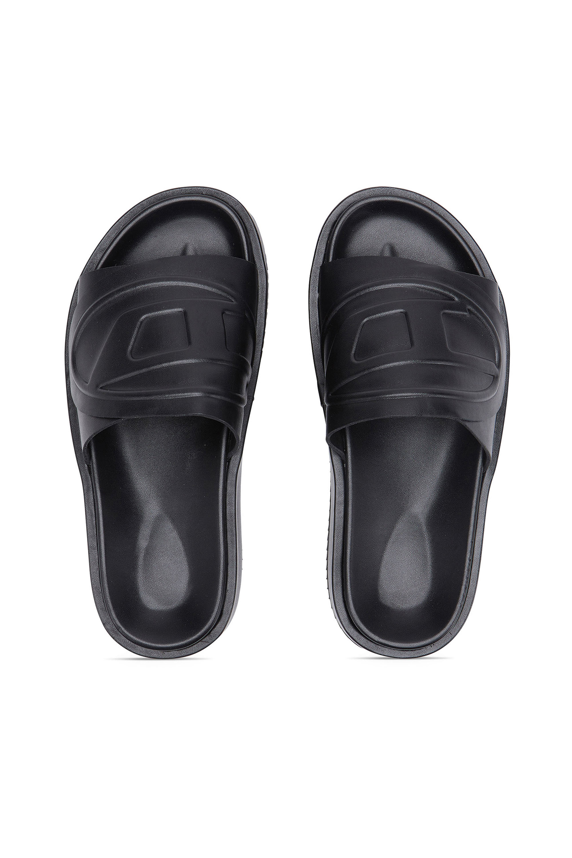 Diesel - SA-SLIDE D OVAL, Unisex Sa-Slide D-PU slides with embossed Oval D in Black - Image 5