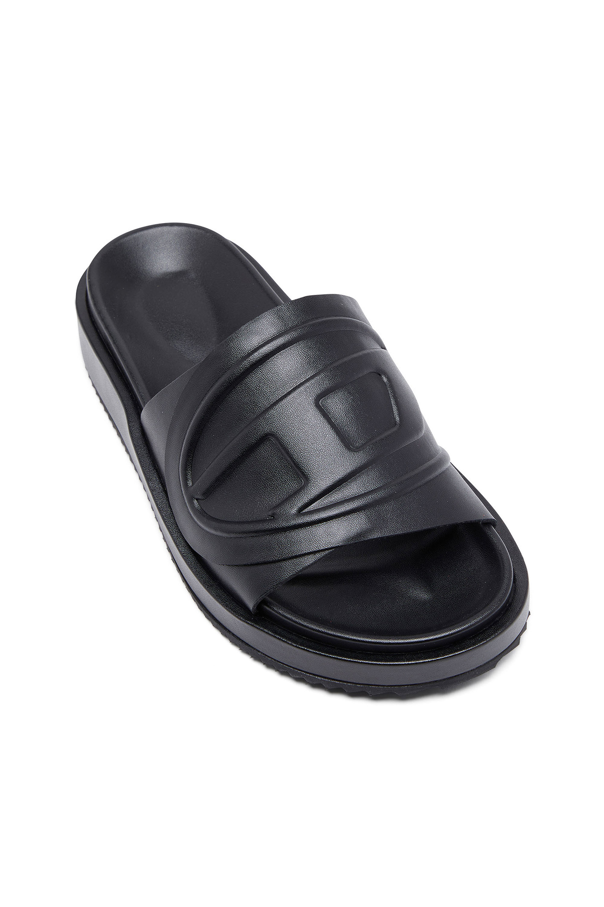 Diesel - SA-SLIDE D OVAL, Unisex Sa-Slide D-PU slides with embossed Oval D in Black - Image 6