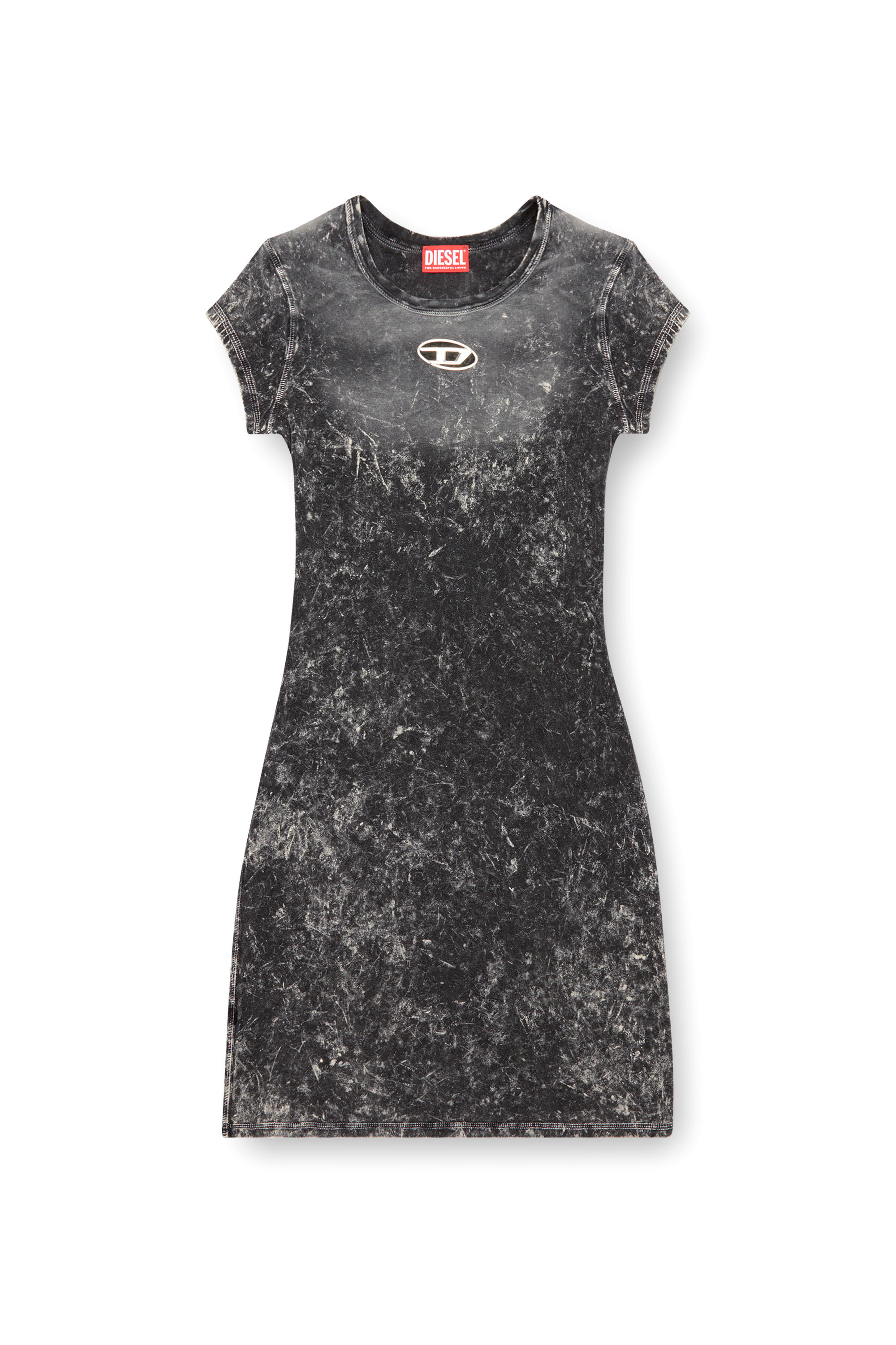 Diesel - D-ANGIEL-P1, Woman's Short dress in marbled stretch jersey in Dark grey - 1