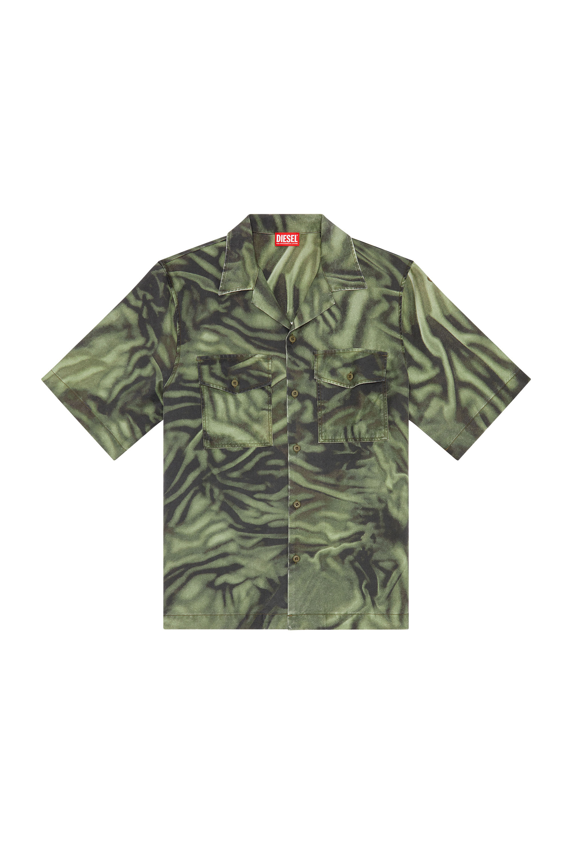 Diesel - S-SAM-ZEBRA, Man Short-sleeve shirt with zebra-camo print in Multicolor - Image 3