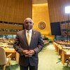 Le président élu de l'Assemblée générale des Nations Unies, Abdulla Shahid, dans la salle de l'Assemblée générale.