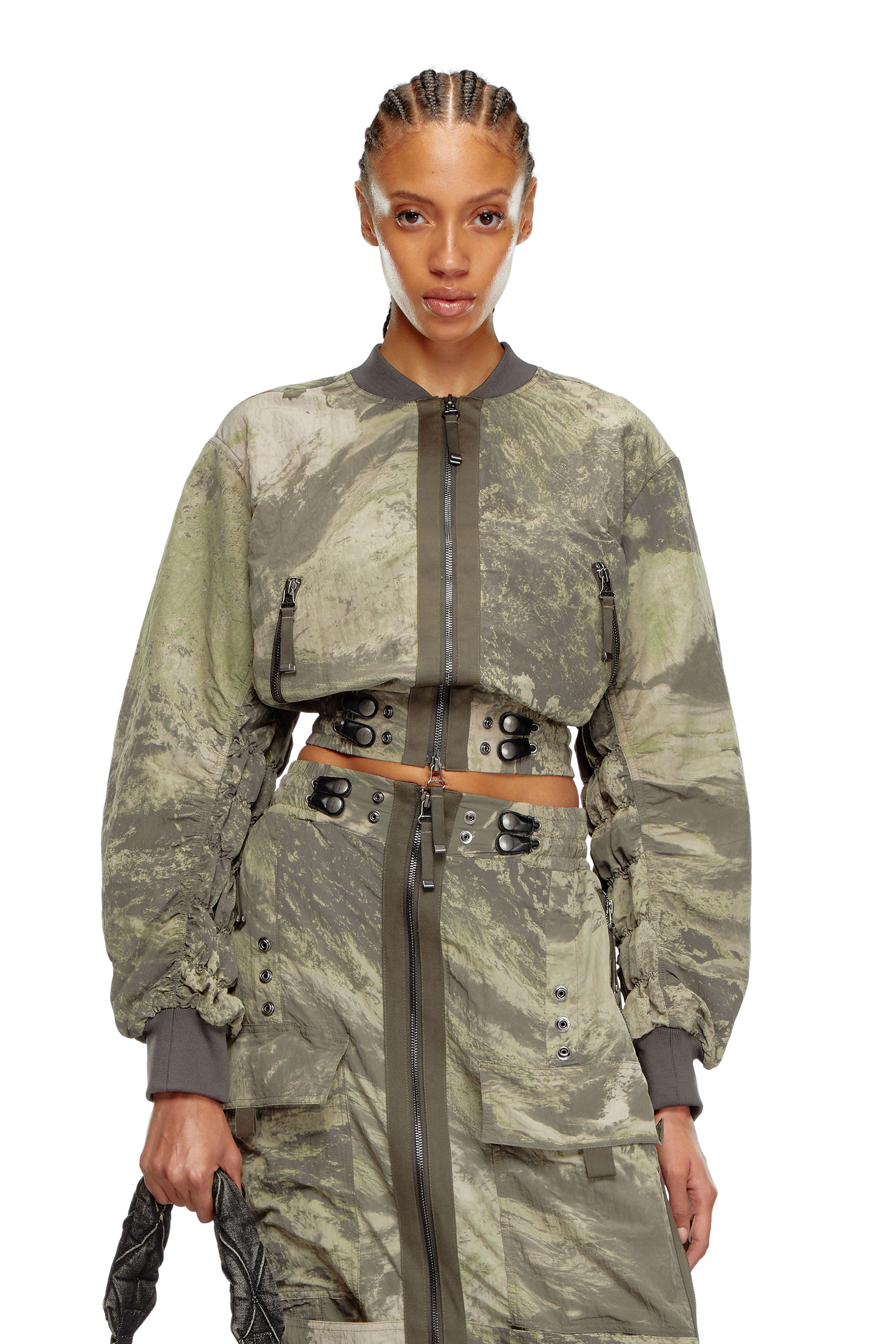 Diesel - G-NOAK-N1, Woman Bomber jacket in light nylon in Green - Image 1