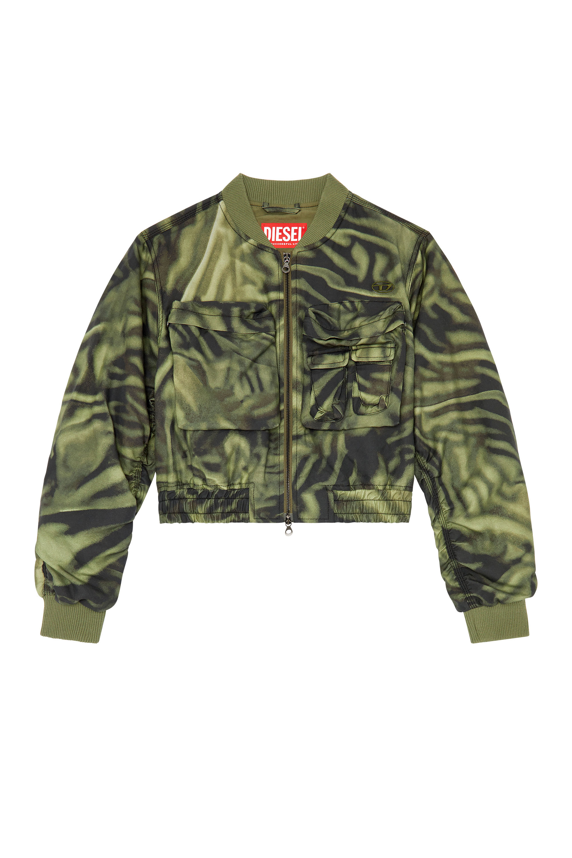 Diesel - G-KHLOW, Woman Cargo bomber in zebra-camo twill in Multicolor - Image 3