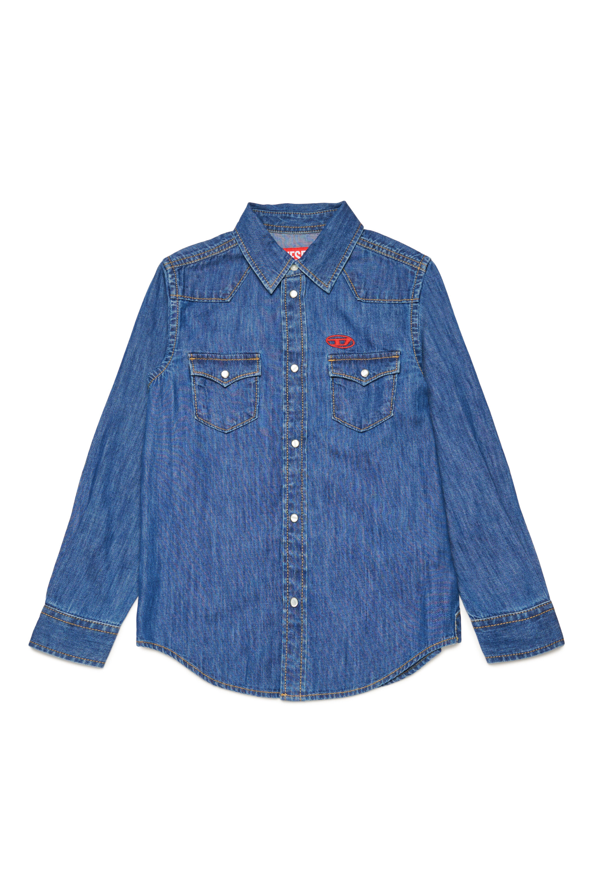 Diesel - CEKO, Man's Denim shirt with Oval D embroidery in Medium blue - 1