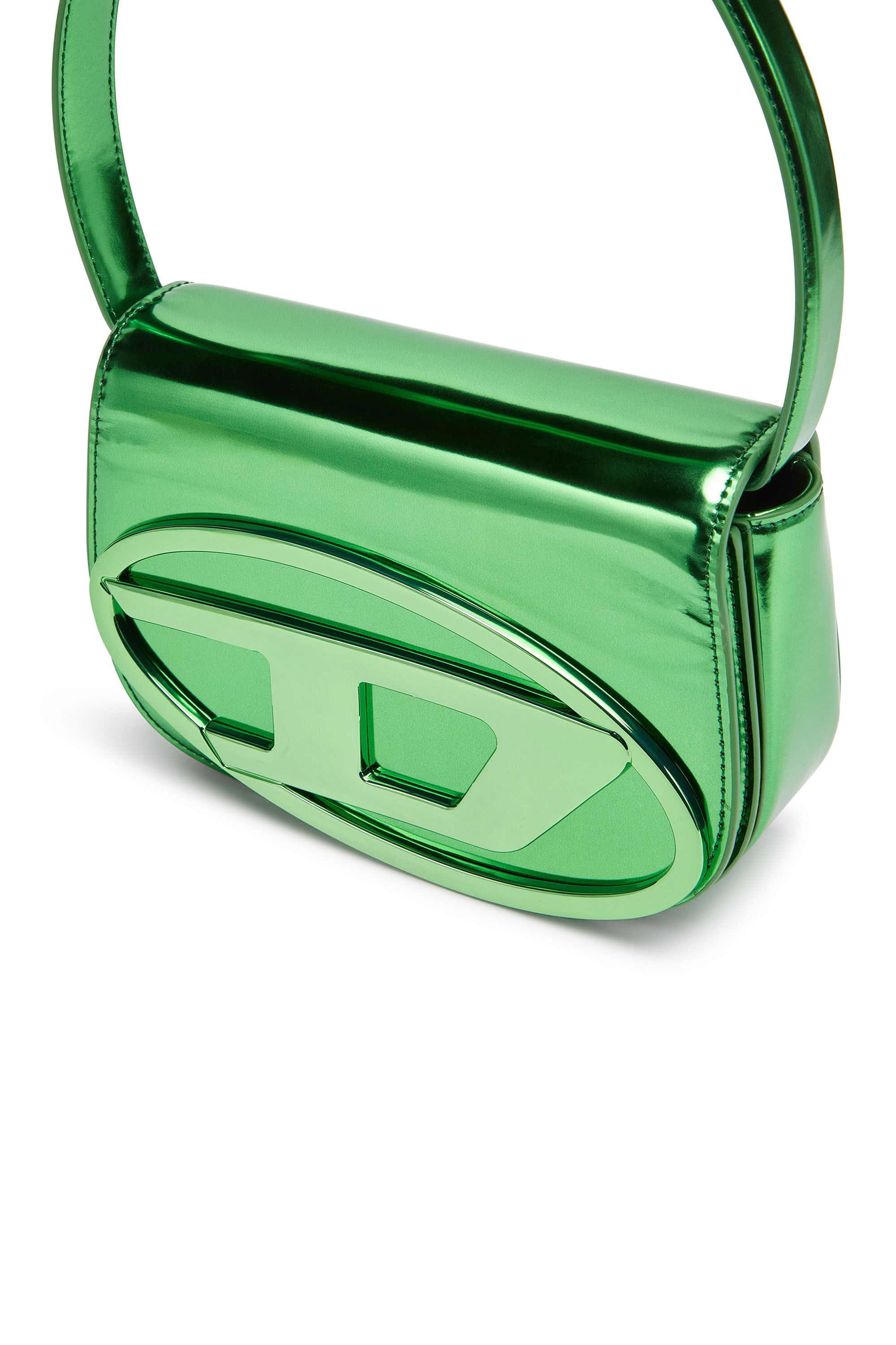 Diesel - 1DR, Woman's 1DR-Iconic shoulder bag in mirrored leather in Green - 2