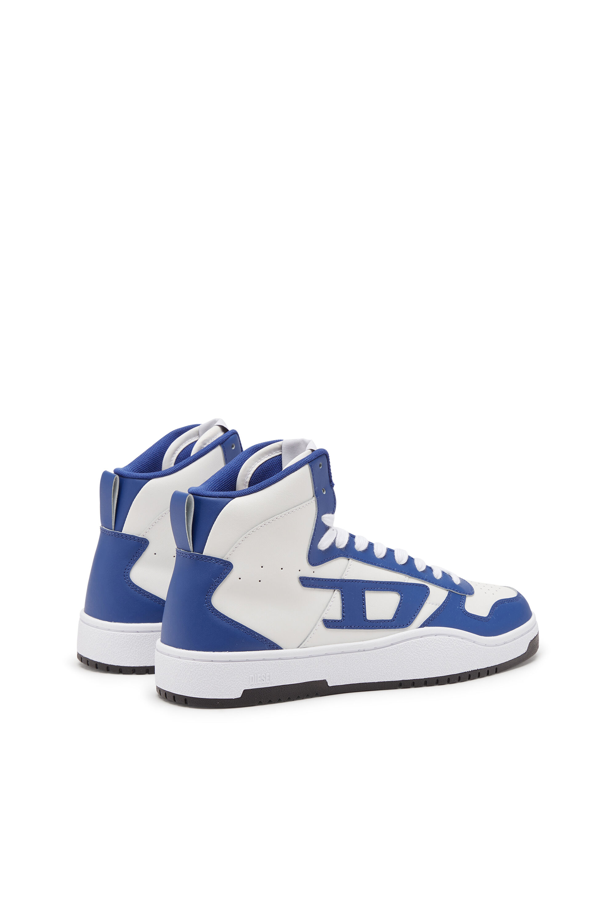 Diesel - S-UKIYO V2 MID, Man's S-Ukiyo-High-top sneakers in leather in White/Blue - 3