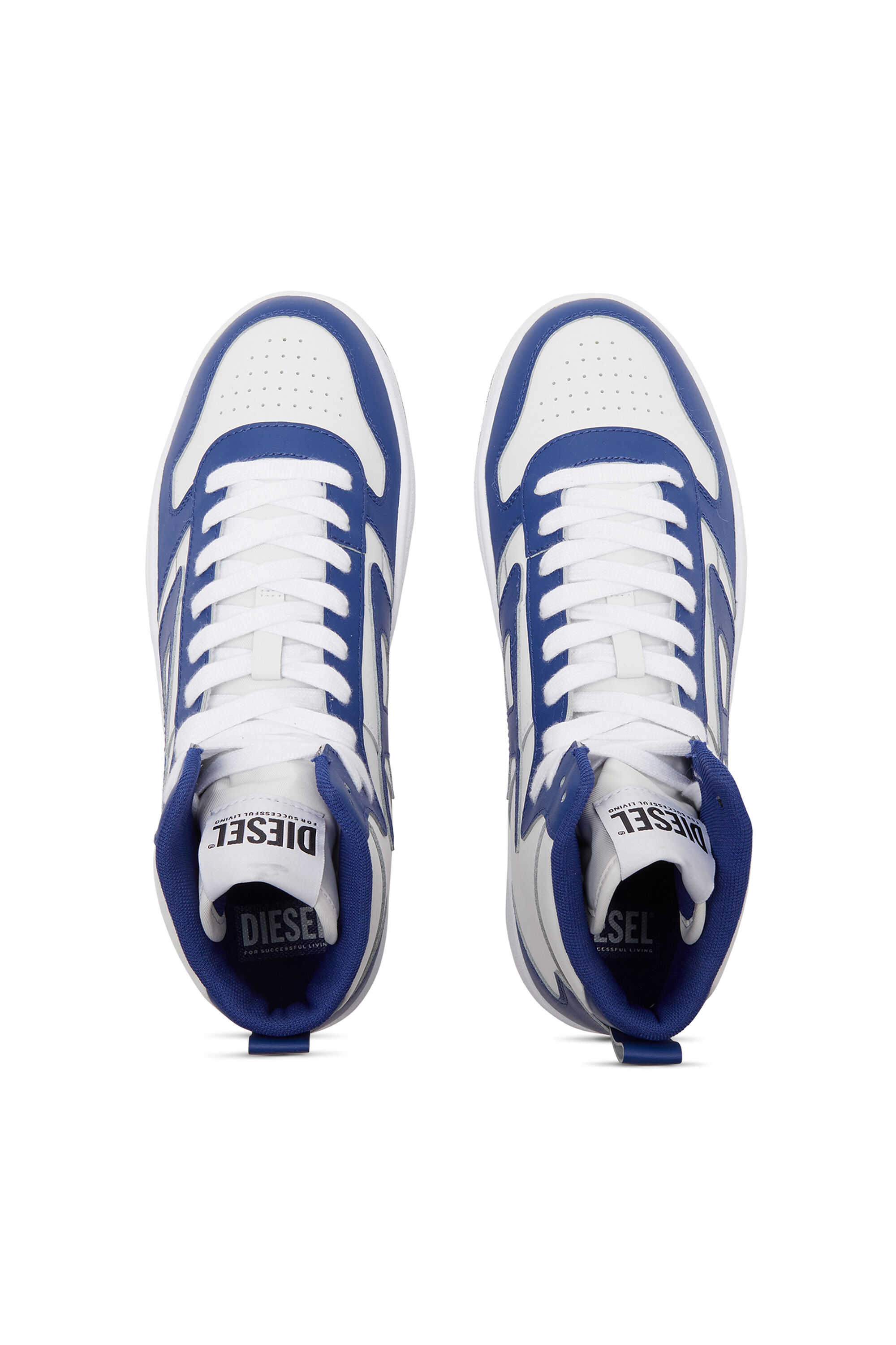 Diesel - S-UKIYO V2 MID, Man's S-Ukiyo-High-top sneakers in leather in White/Blue - 4