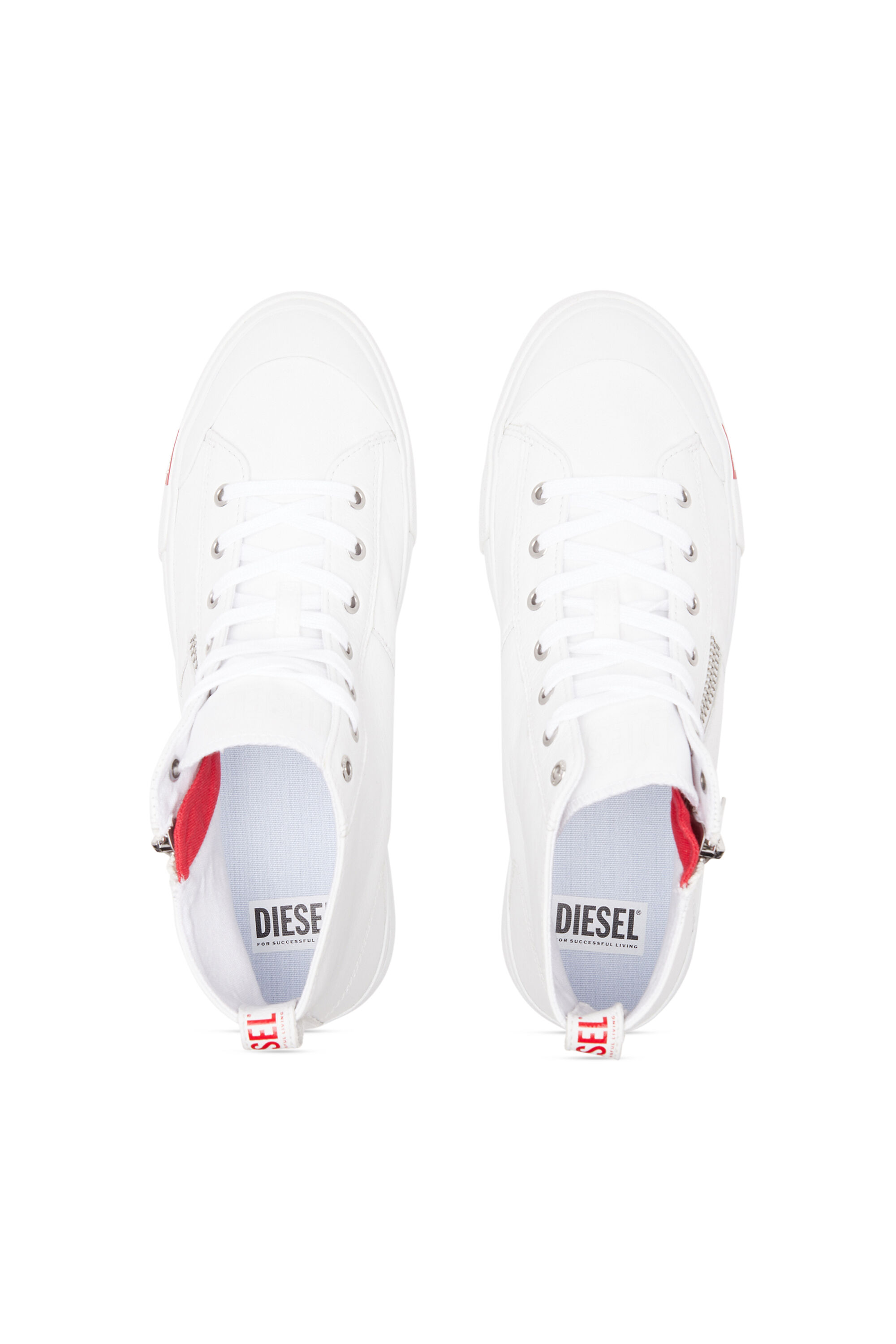 Diesel - S-ATHOS ZIP, Man's S-Athos Zip-High-top sneakers in premium leather in White - 4