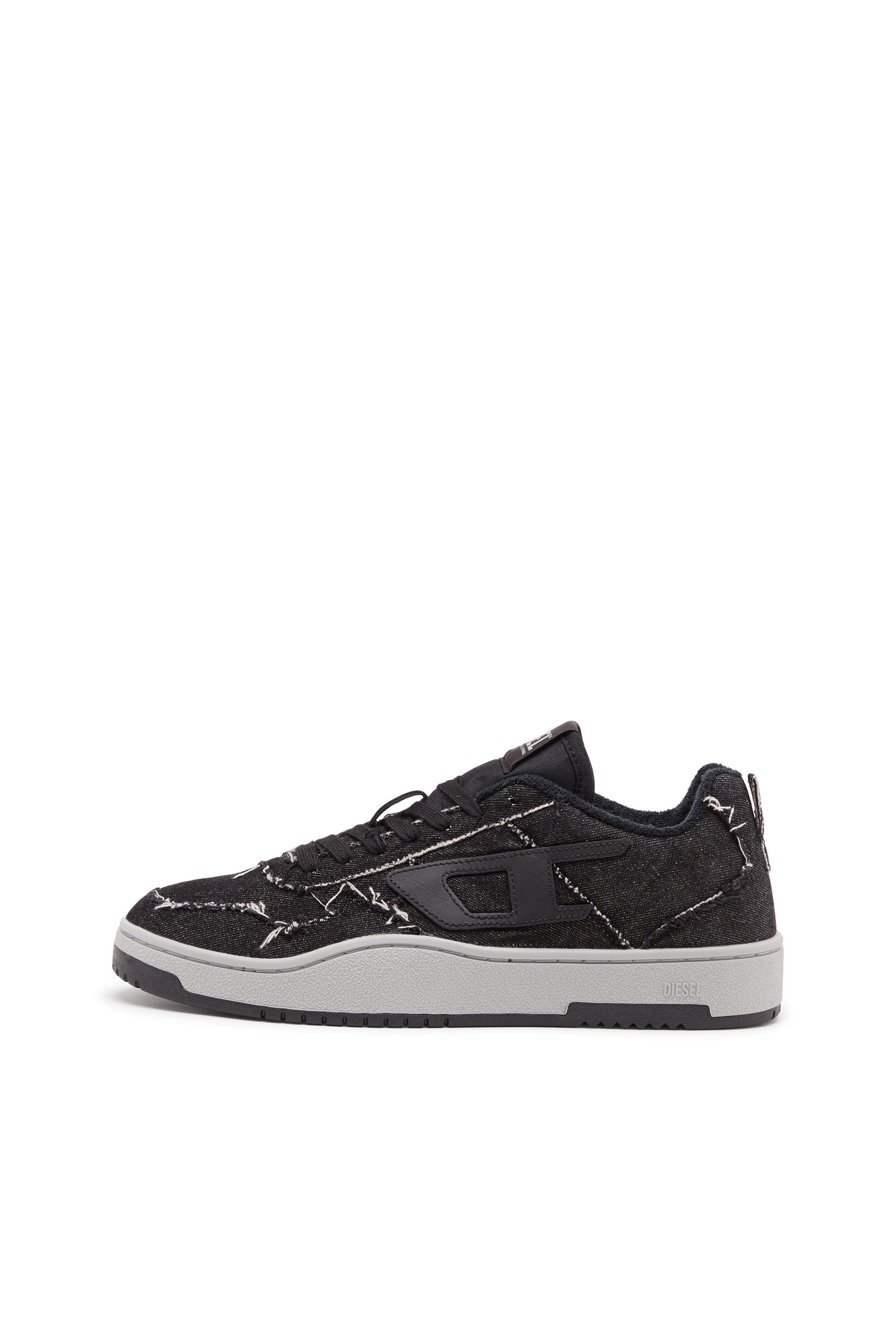 Diesel - S-UKIYO V2 LOW, Man's S-Ukiyo Low-Low-top sneakers in frayed denim in Black - 7