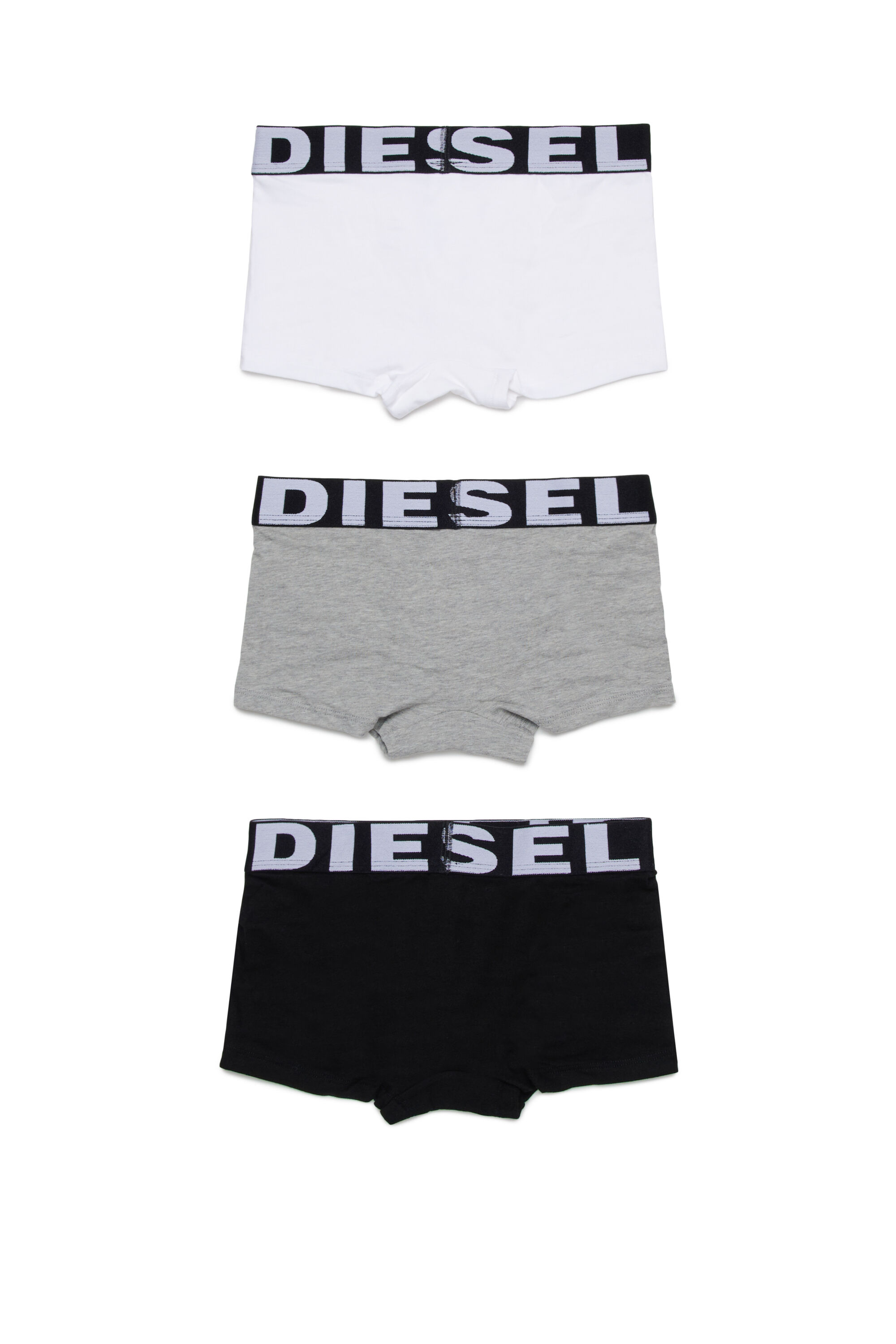 Diesel - UMBX-UPARRYTHREEPACK-DSL, Man's Boxer briefs with maxi logo waist in Black/White - 2