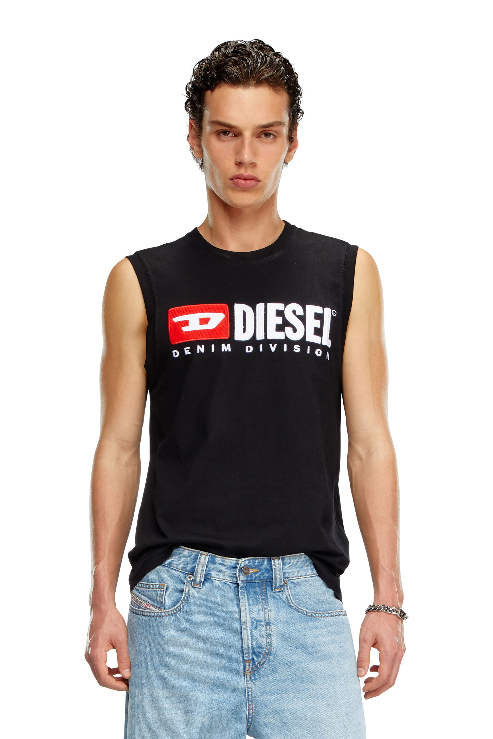 Diesel - T-ISCO-DIV, Man's Tank top with chest logo print in Black - 3