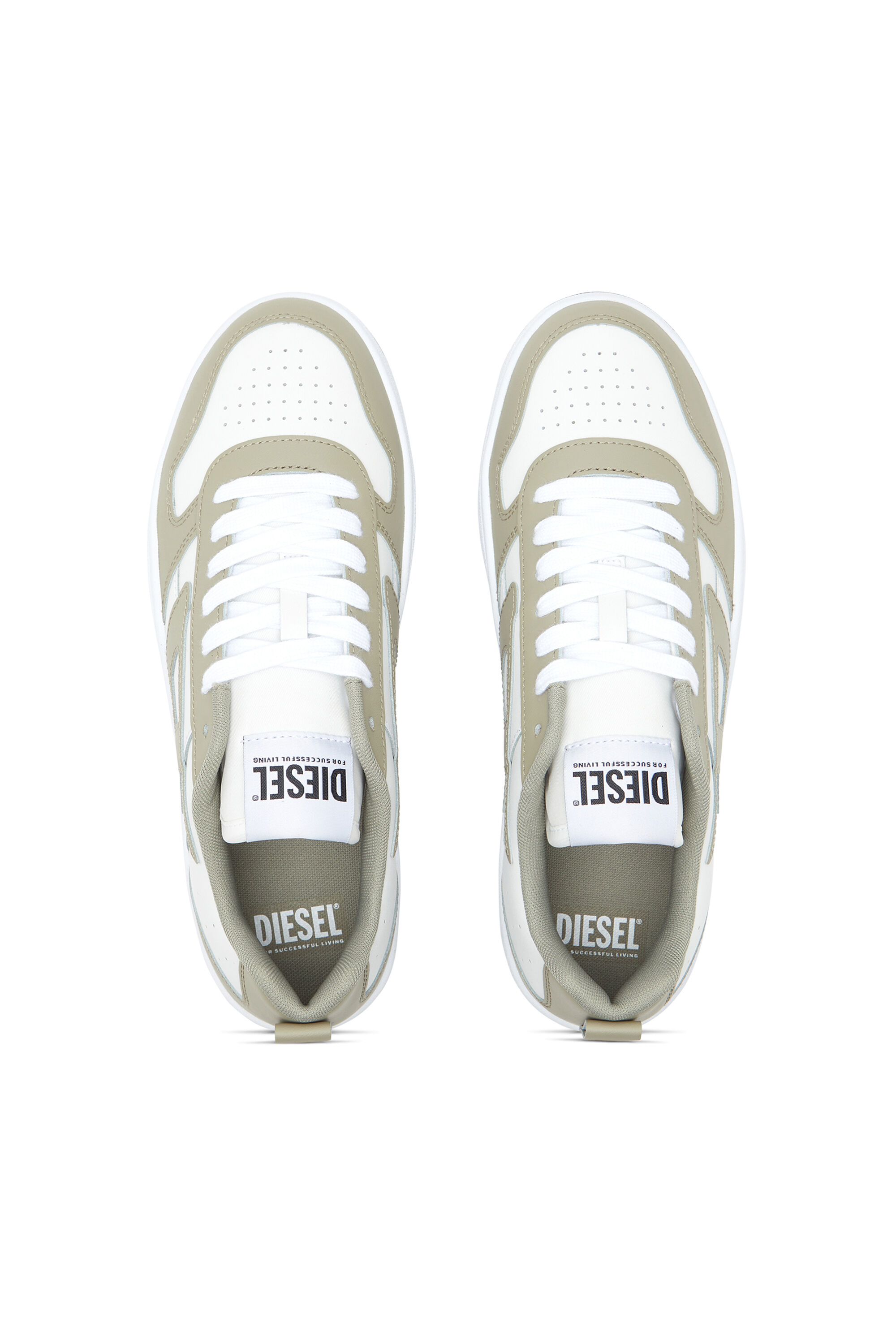 Diesel - S-UKIYO V2 LOW, Man's S-Ukiyo Low-Low-top sneakers in leather and nylon in White/Green - 4