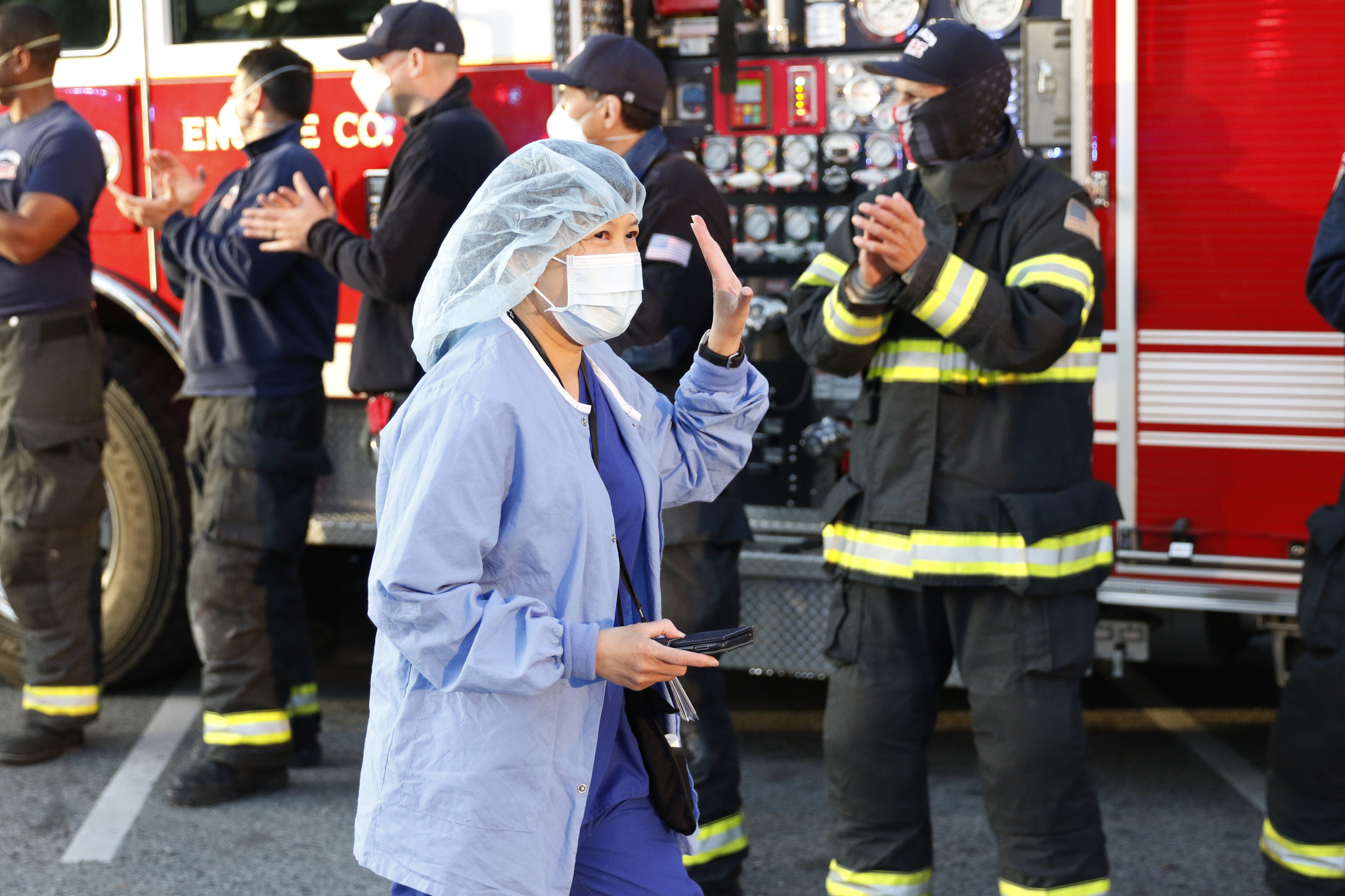 First responders thank health workers at Lucile Packard Children's Hospital Stanford