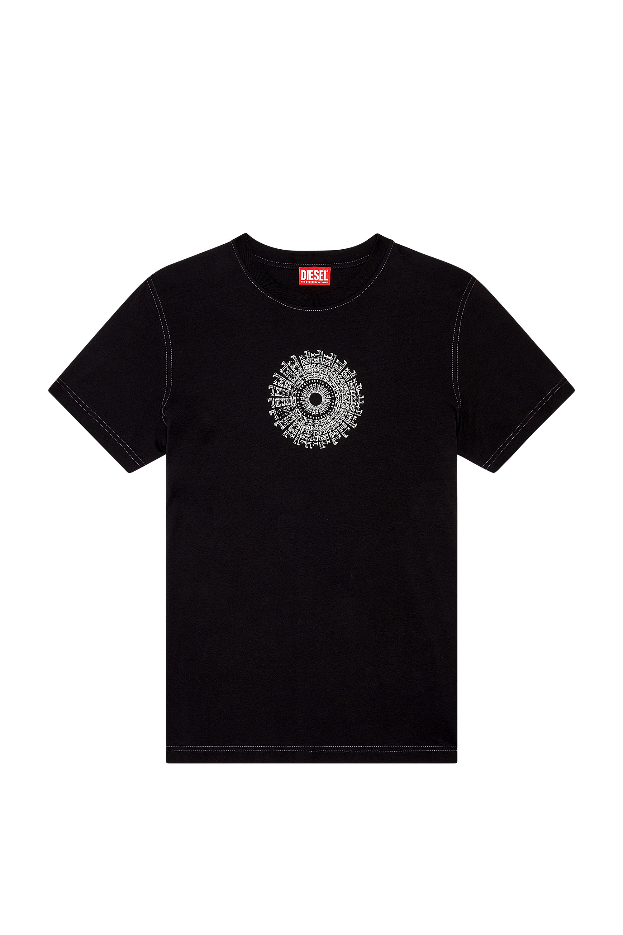 Diesel - T-DIEGOR-K71, Man T-shirt with vortex Diesel print in Black - Image 4