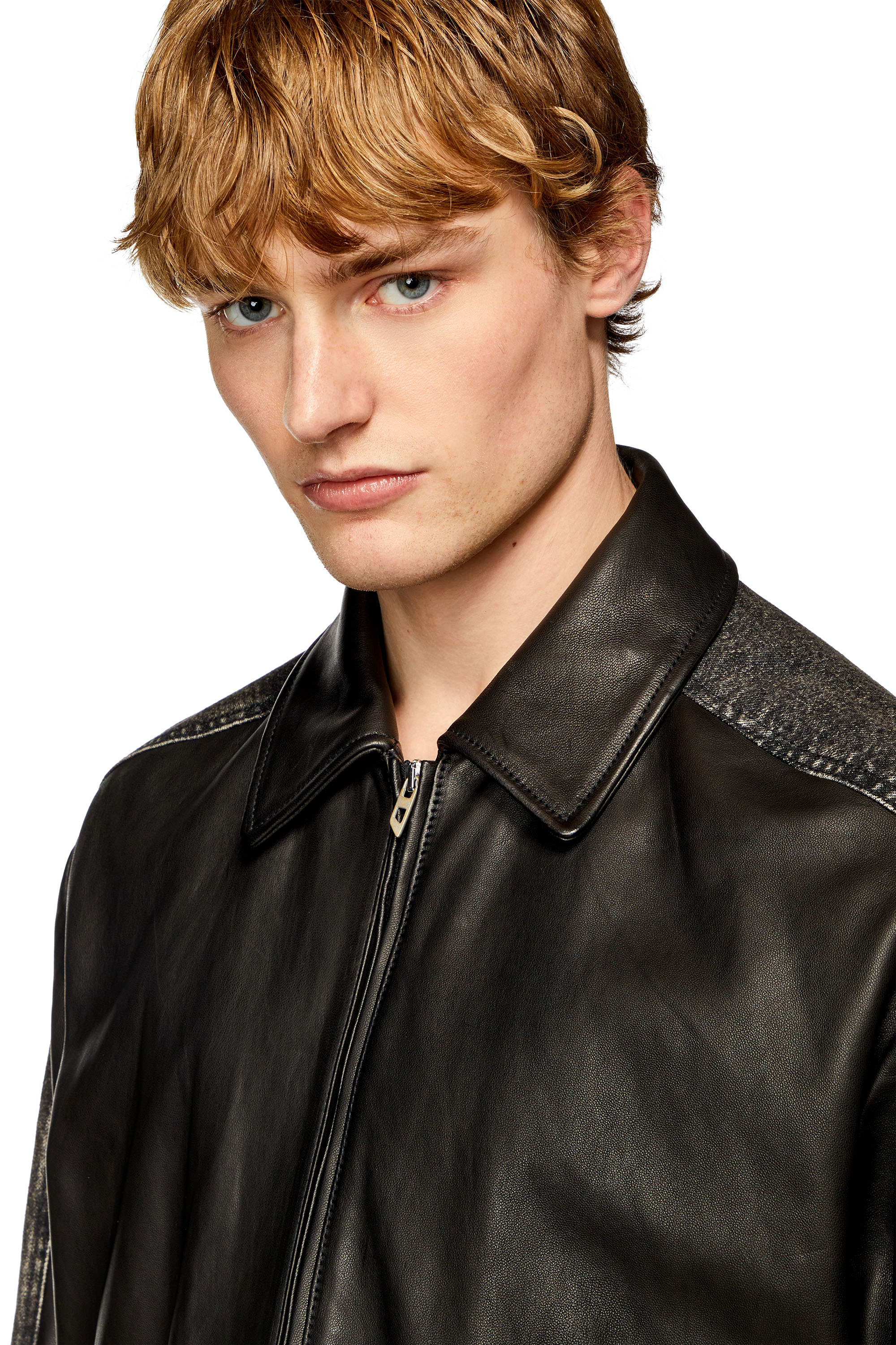 Diesel - L-STOLLER, Man Hybrid denim and leather jacket in Black - Image 5