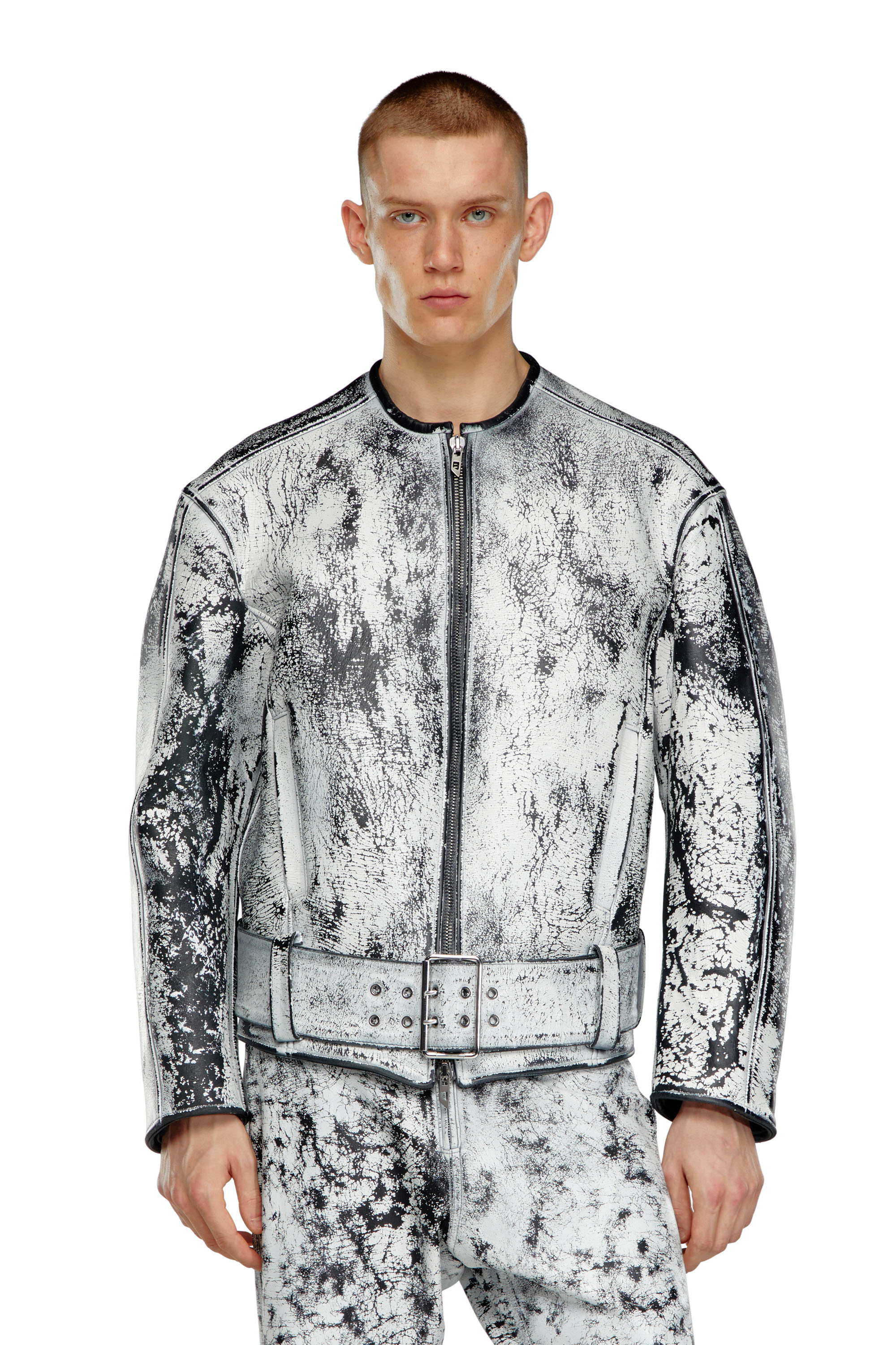 Diesel - L-MARGY-MALE, Man Oversized biker jacket in treated leather in Multicolor - Image 6