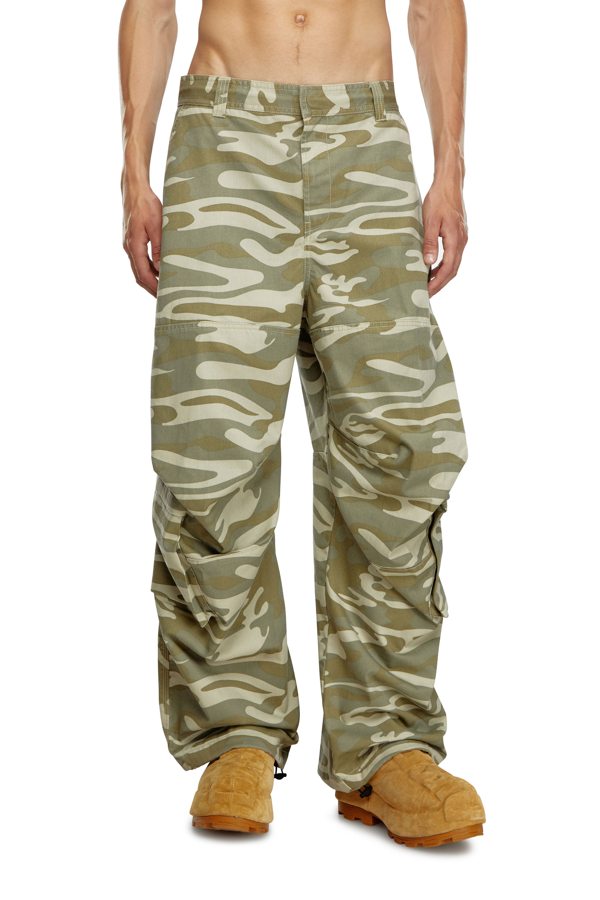 Diesel - P-ARNE-B, Man's Cargo pants with camo print in Military Green - 3