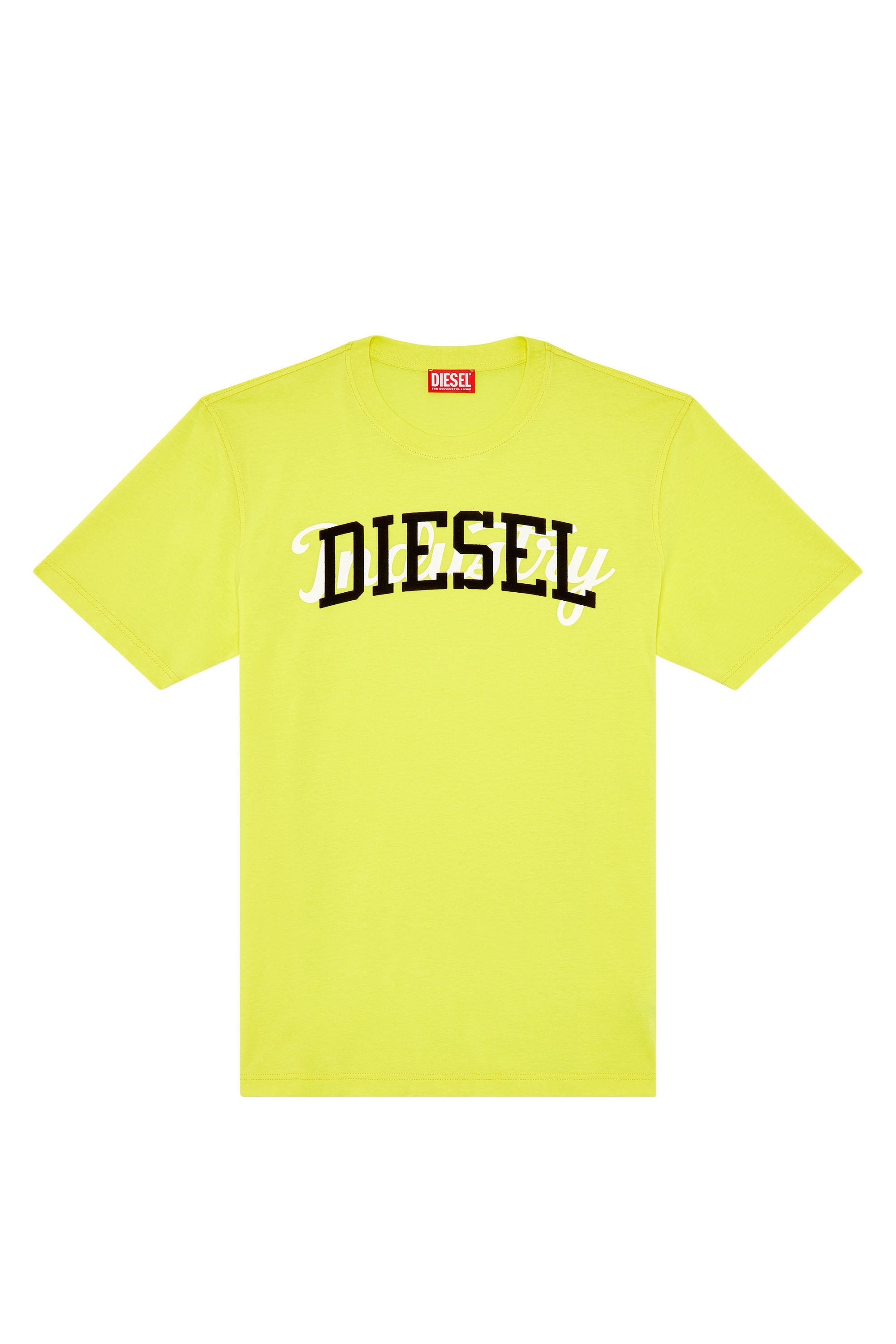 Diesel - T-JUST-N10, Man T-shirt with contrasting Diesel prints in Yellow - Image 2