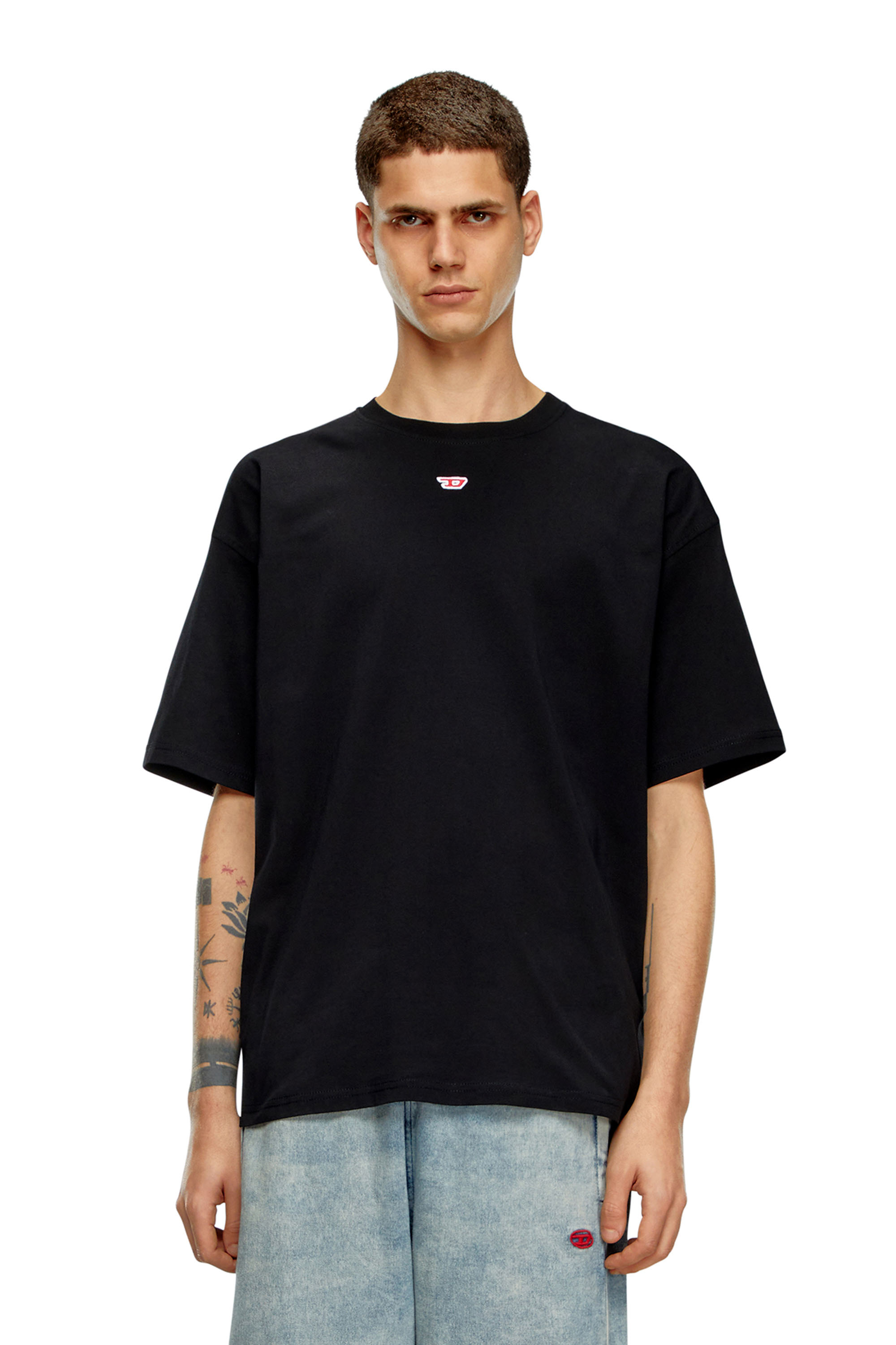 Diesel - T-BOXT-D, Unisex's T-shirt with embroidered D patch in Black - 2