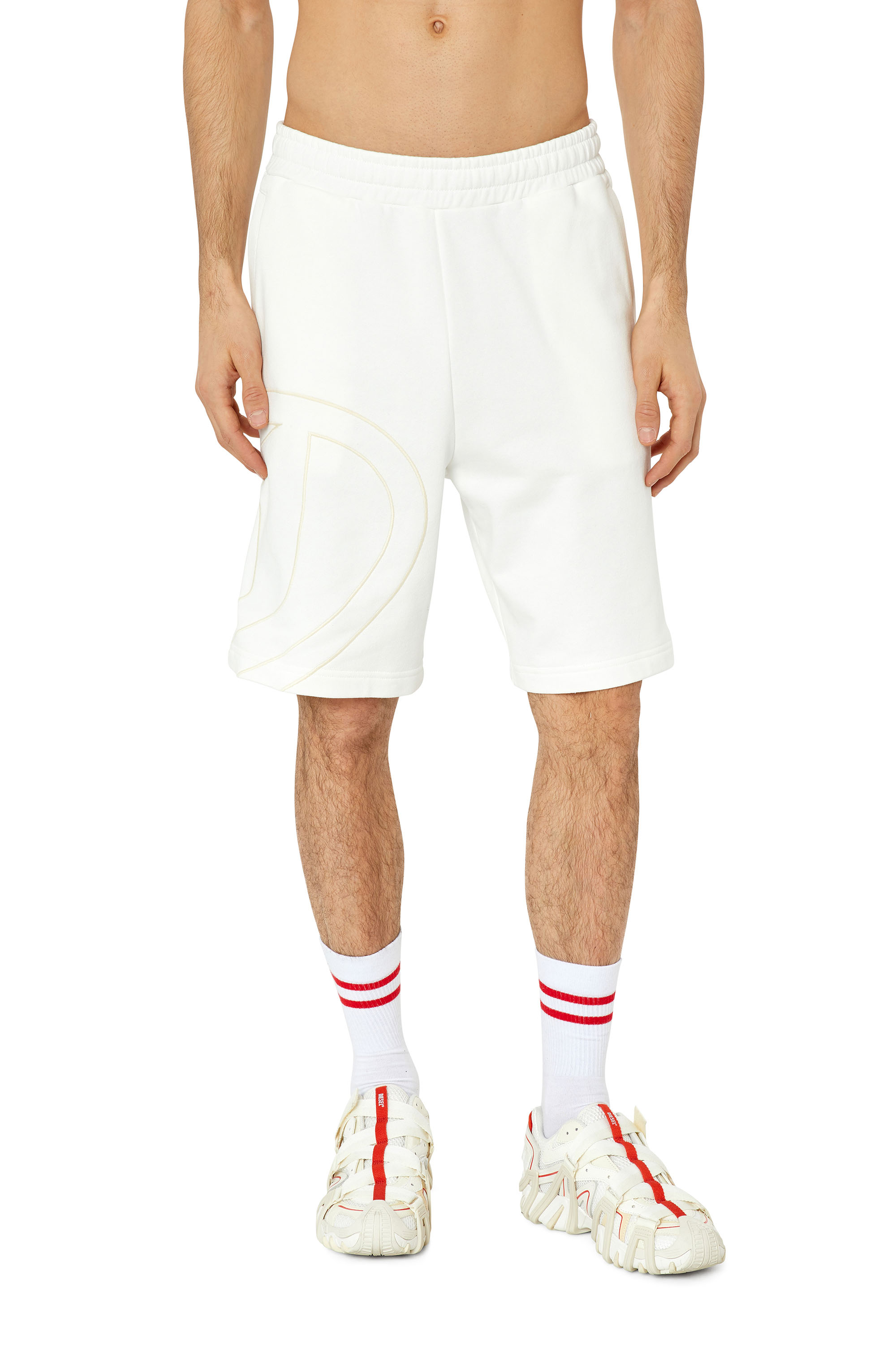 Diesel - P-CROW-MEGOVAL, Man Sweat shorts with maxi D logo in White - Image 1