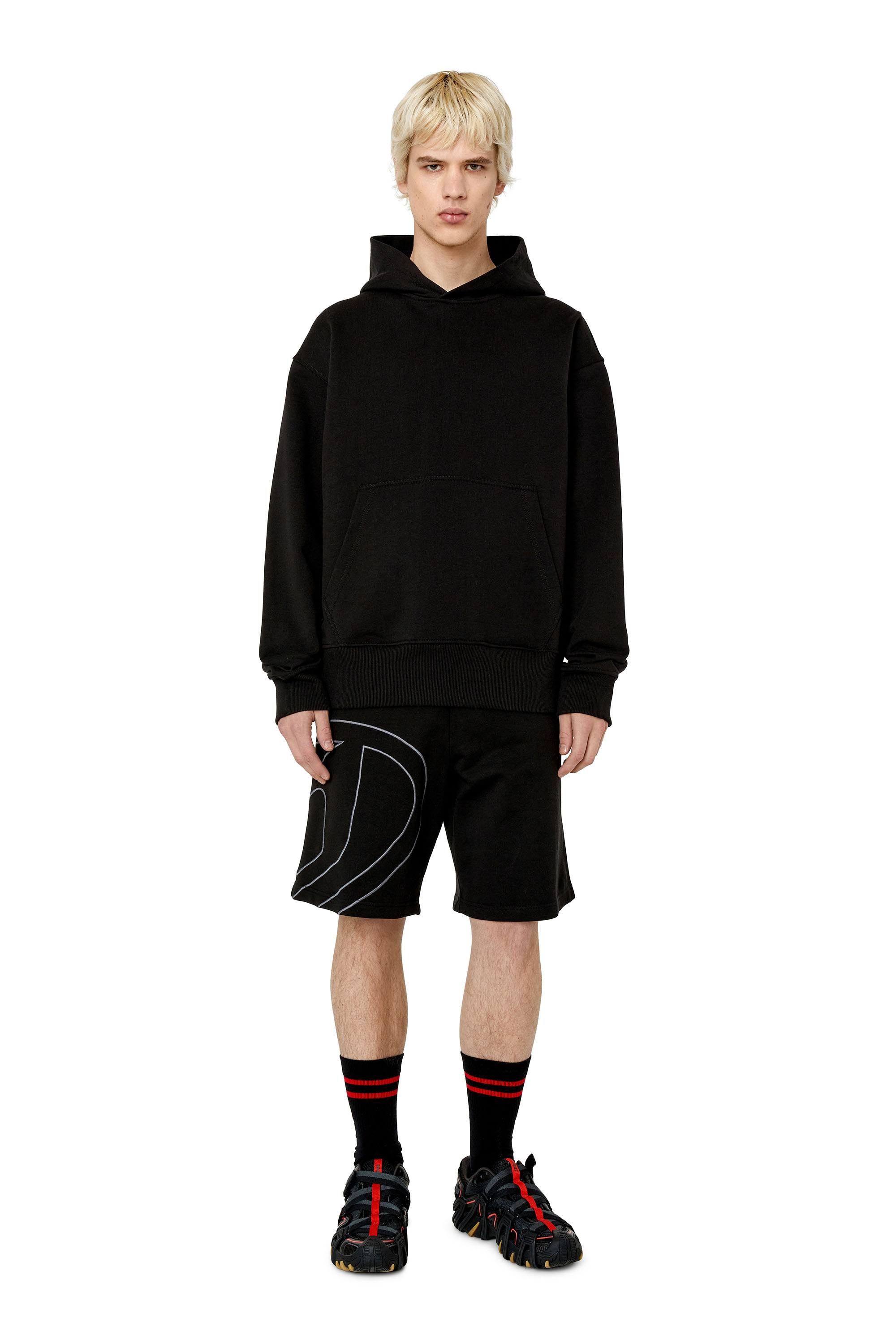 Diesel - P-CROW-MEGOVAL, Man Sweat shorts with maxi D logo in Black - Image 2