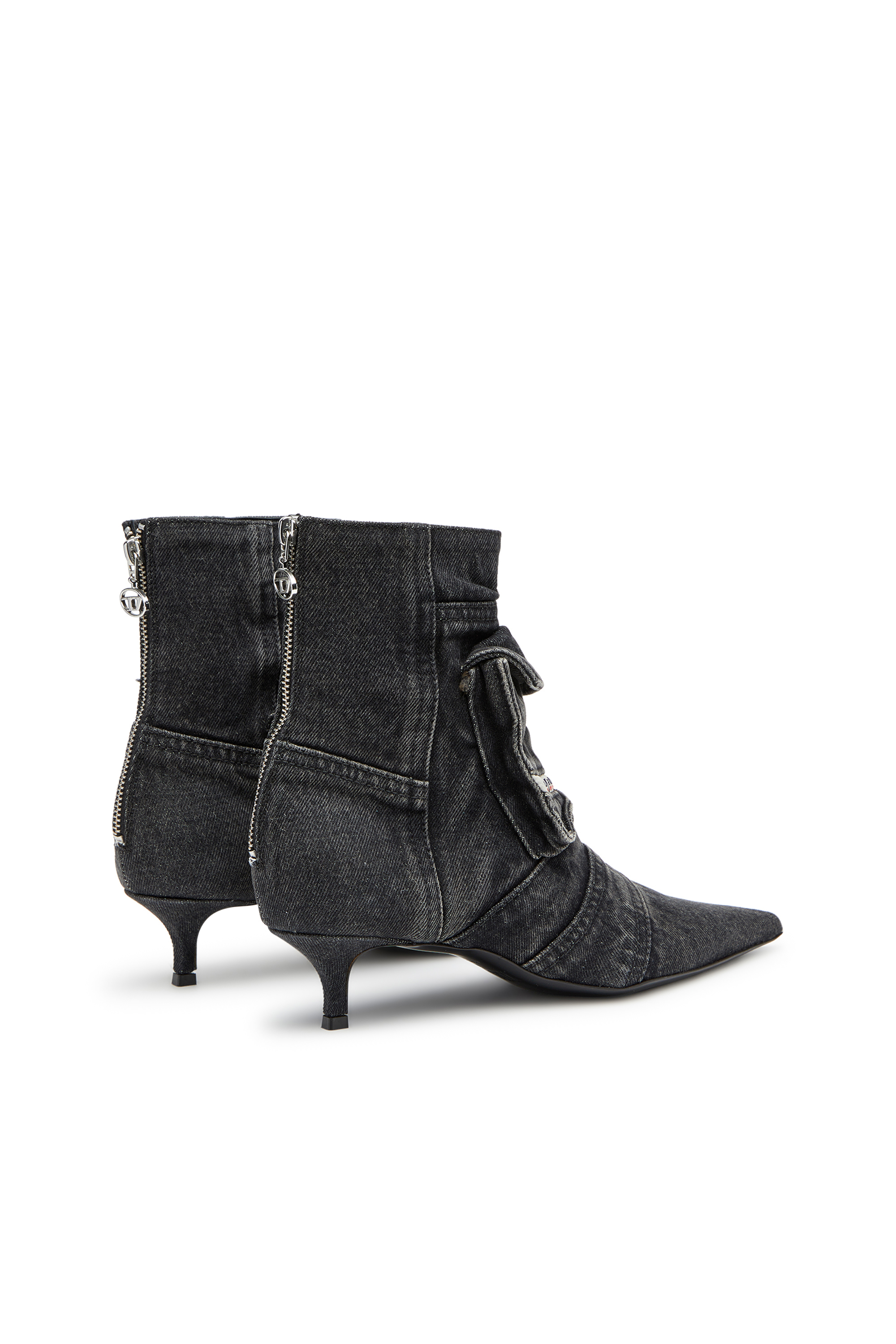 Diesel - D-VENUS POCKET LB, Woman D-Venus-Cargo ankle boots in washed denim in Black - Image 3