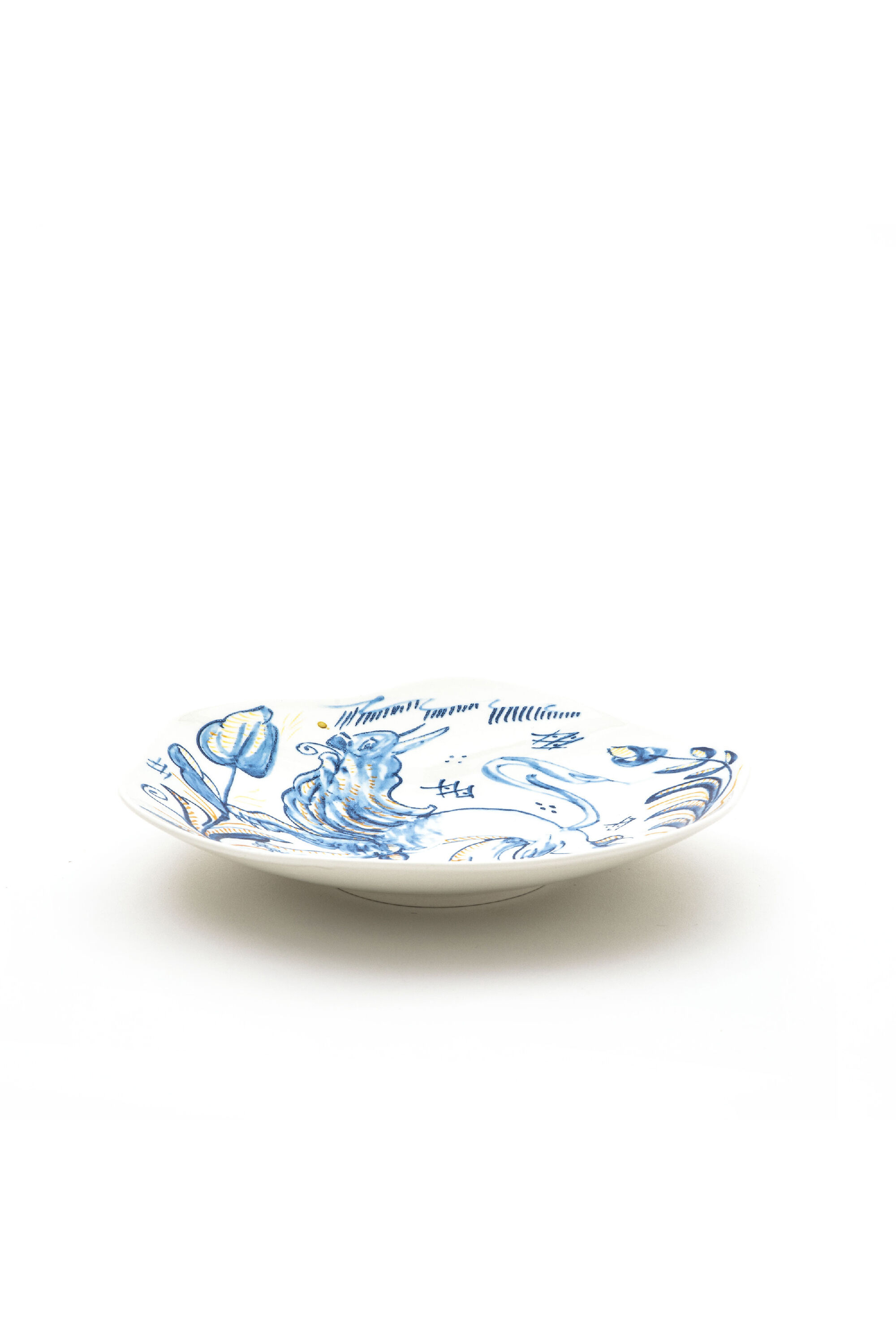 Diesel - 11225 SOUP PLATE IN PORCELAIN "CLASSIC O, Unisex's Pocelain soupe plate in White/Blue - 3