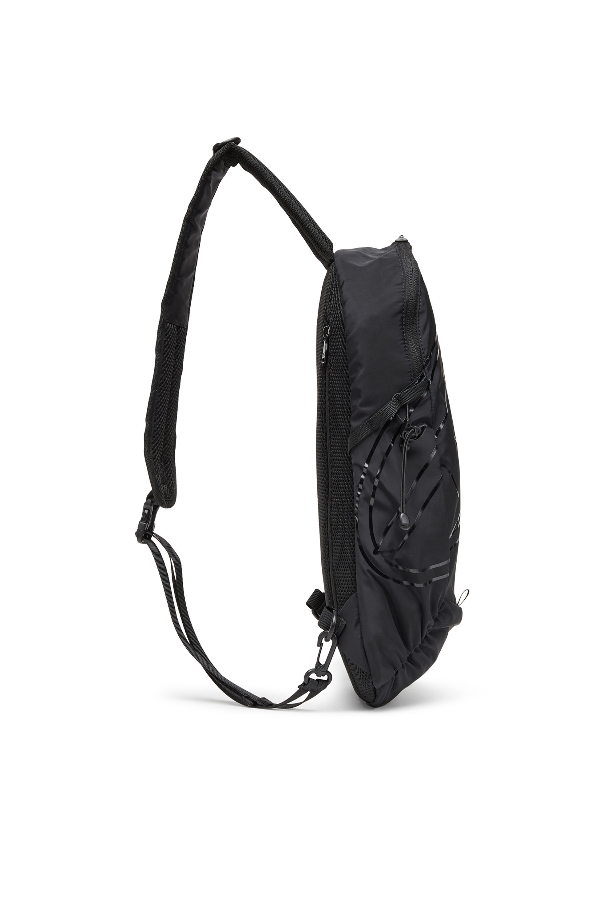 Diesel - DRAPE SLING BAG, Man Drape-Nylon sling backpack with tonal logo in Black - Image 4