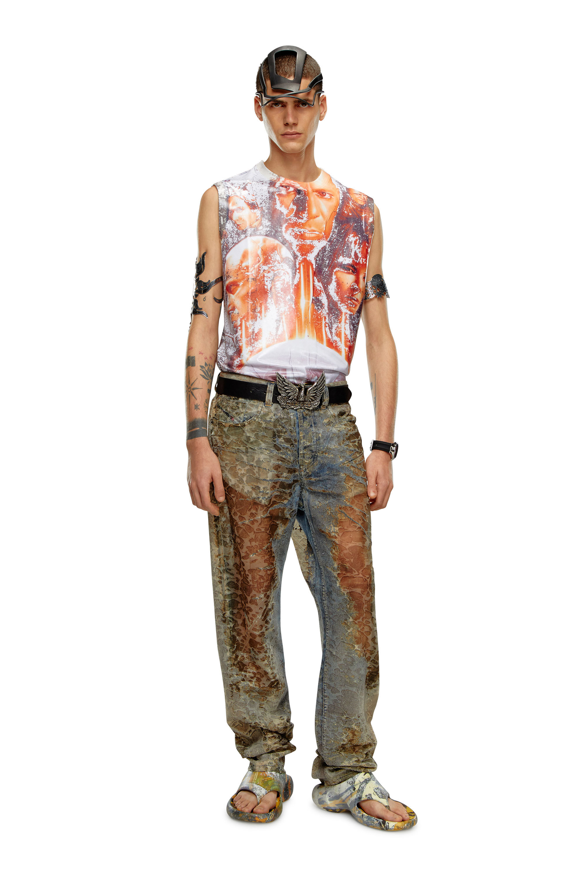 Diesel - T-BIRCO-P6, Man Shiny tank top with Diesel film print in Multicolor - Image 1