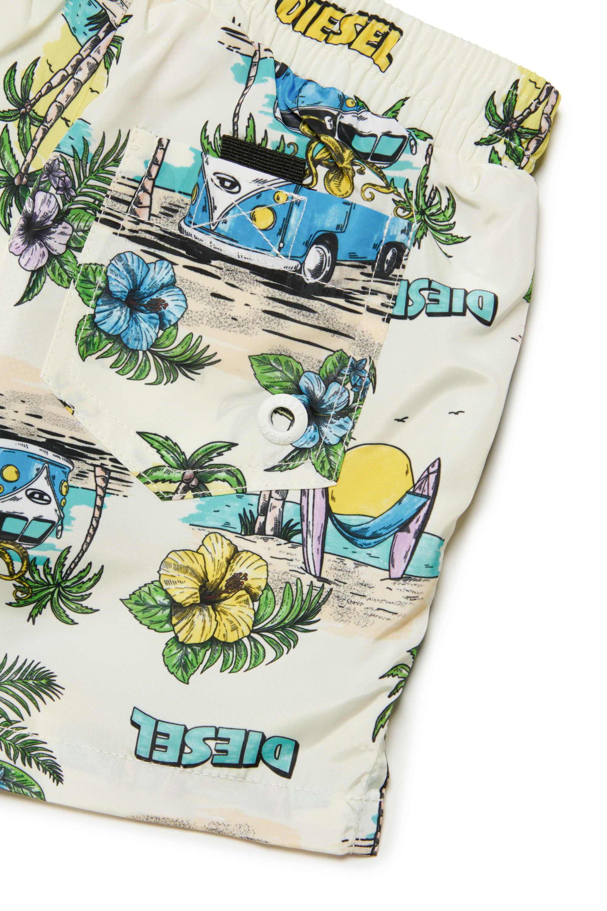 Diesel - MPLAYB, Man Swim shorts with campervan print in White - Image 3