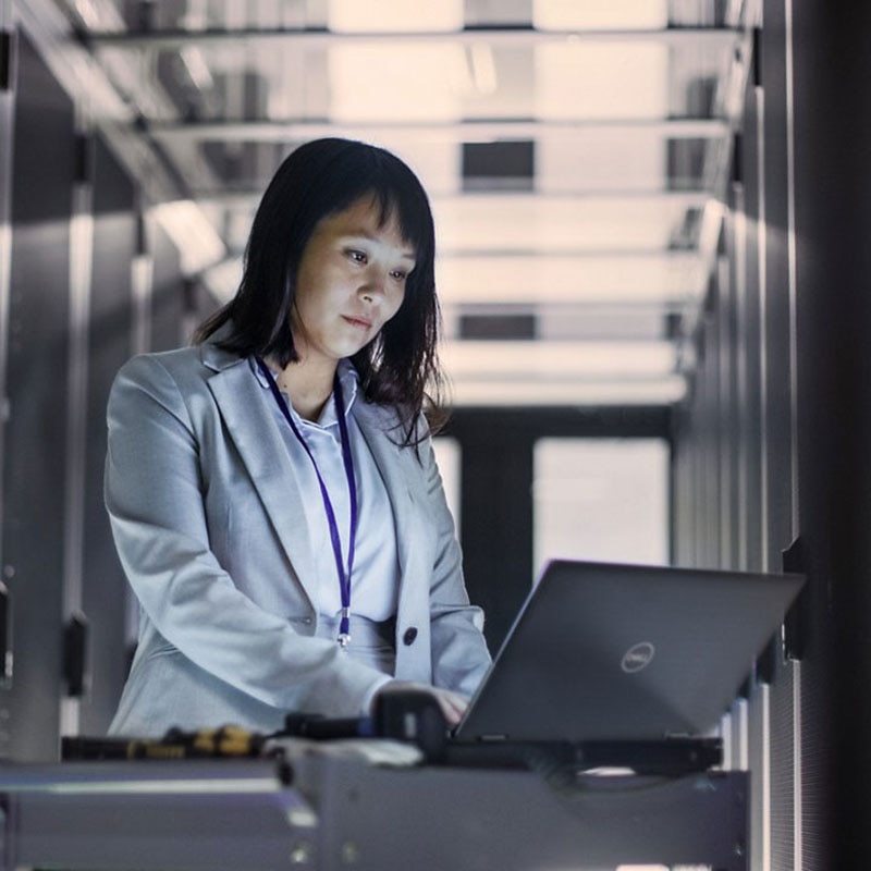 I.T. Engineer Working in a Data Center