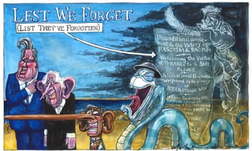 Martin Rowson on how politicians just pay lip service to the lessons of D-day – cartoon