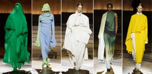 Models on the runway at Issey Miyake