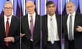 Keir Starmer, John Swinney, Rishi Sunak and Ed Davey on s BBC Question Time Leaders' Special in York, England.