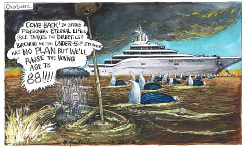 Martin Rowson on the young, the rich and the election – cartoon, panel 1