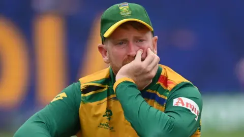 South Africa batter Heinrich Klaasen is in tears after defeay by India in the T20 World Cup final