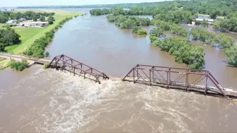 Collapsed bridge in South Dakota
