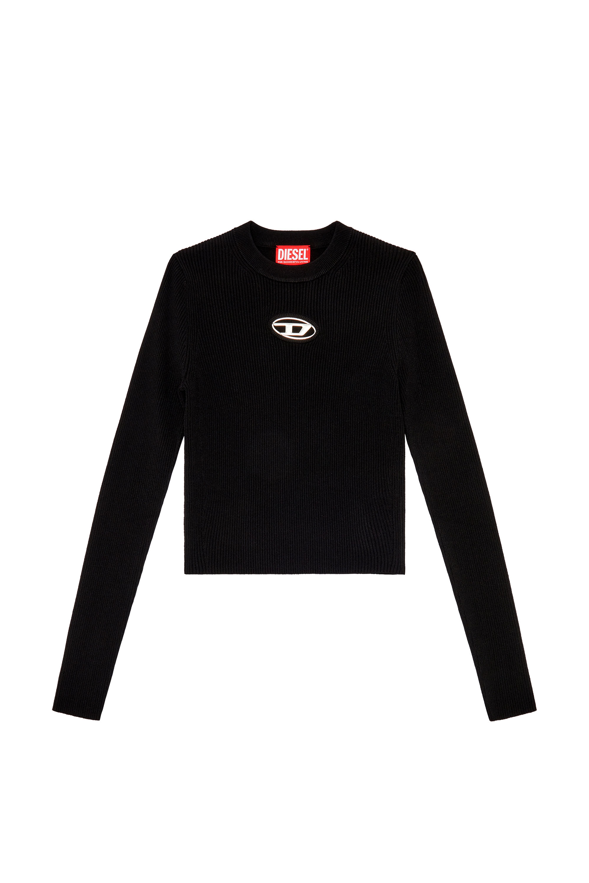 Diesel - M-VALARY, Woman Ribbed-knit long-sleeve top in Black - Image 3