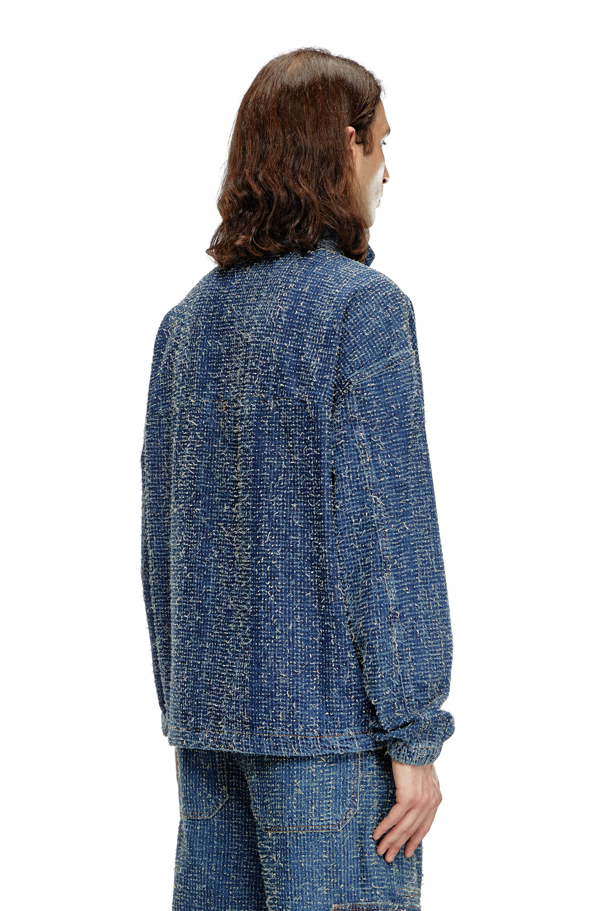 Diesel - D-FLOW-S, Unisex Pullover jacket in bouclé denim in Blue - Image 3