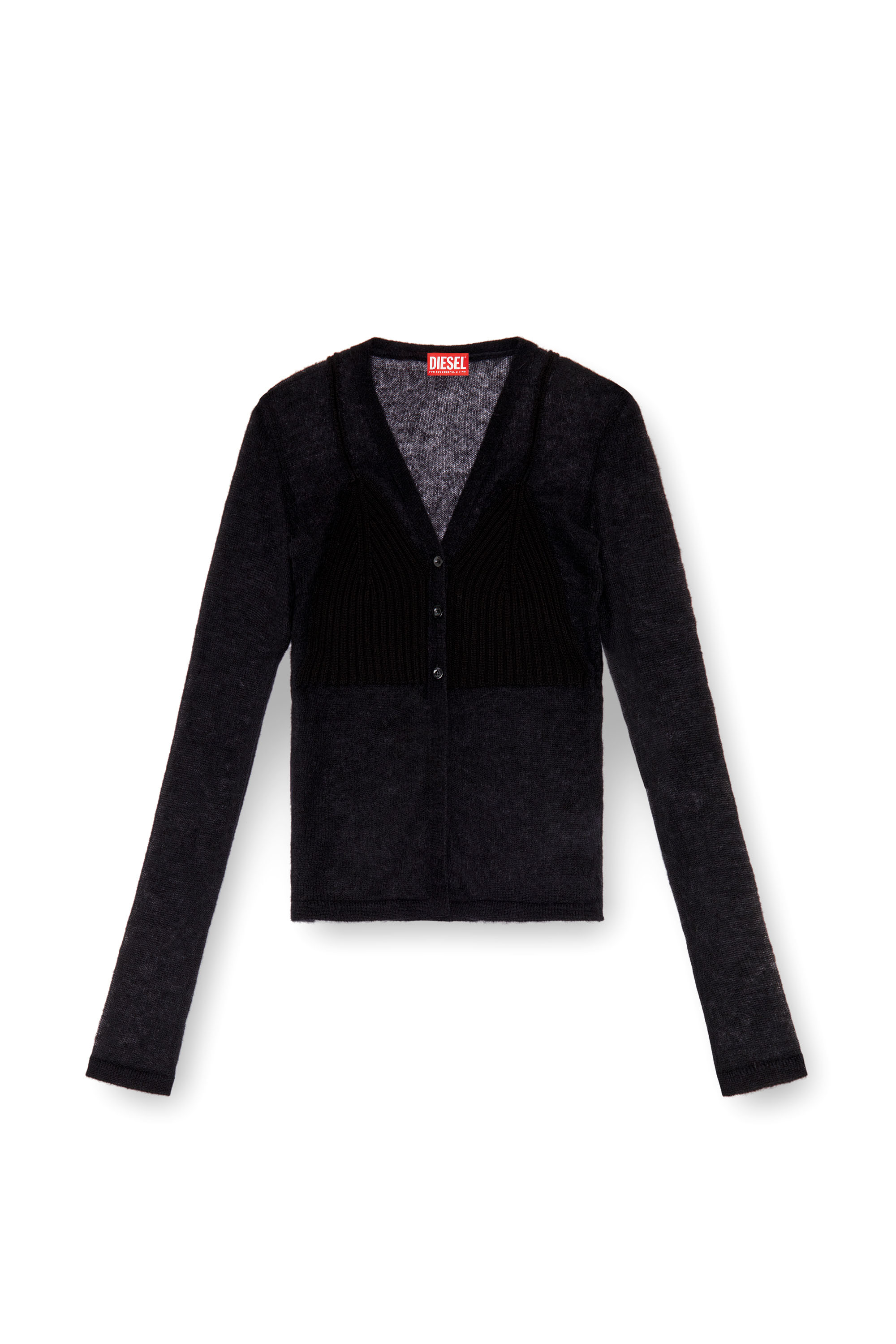 Diesel - M-ARINA, Woman Sheer cardigan with bra detail in Black - Image 6